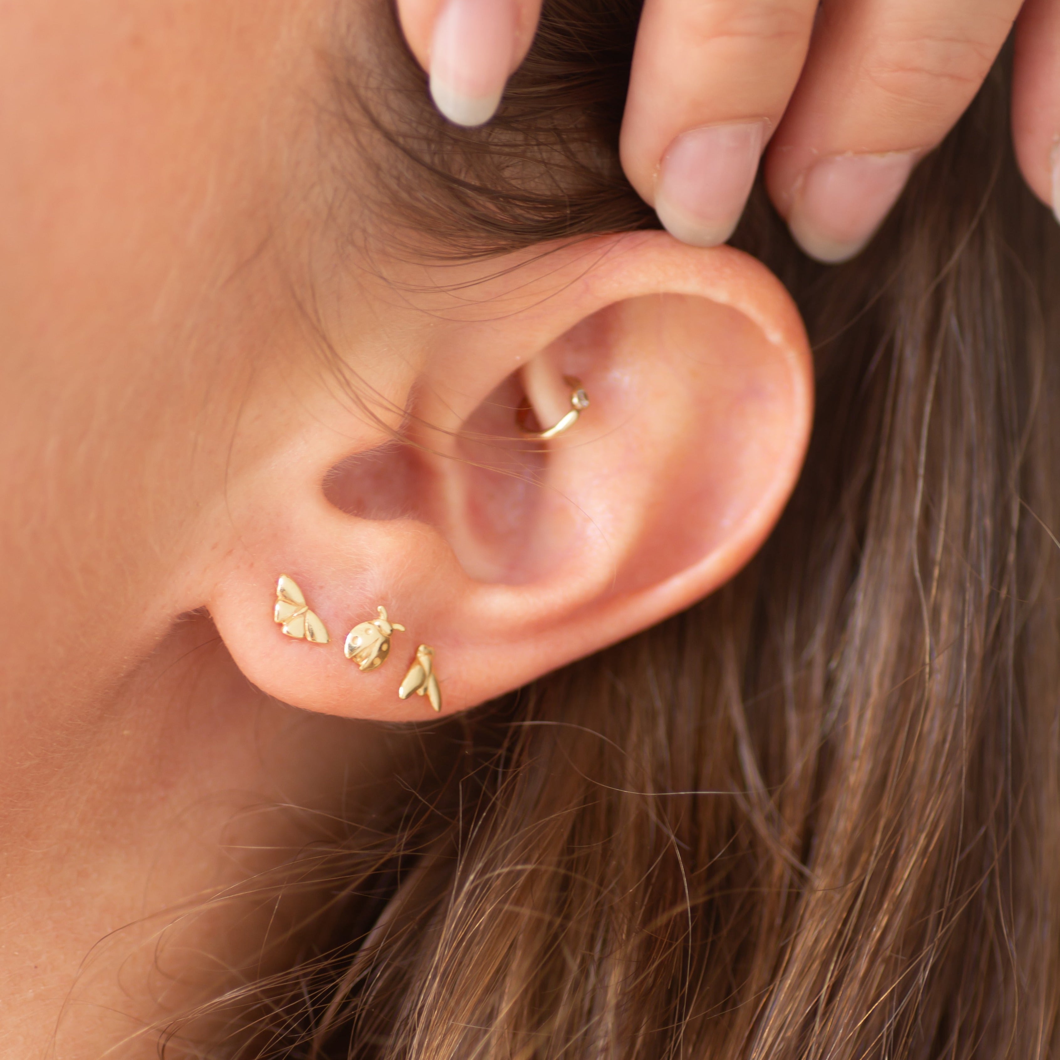 Butterfly earring stud 14k gold