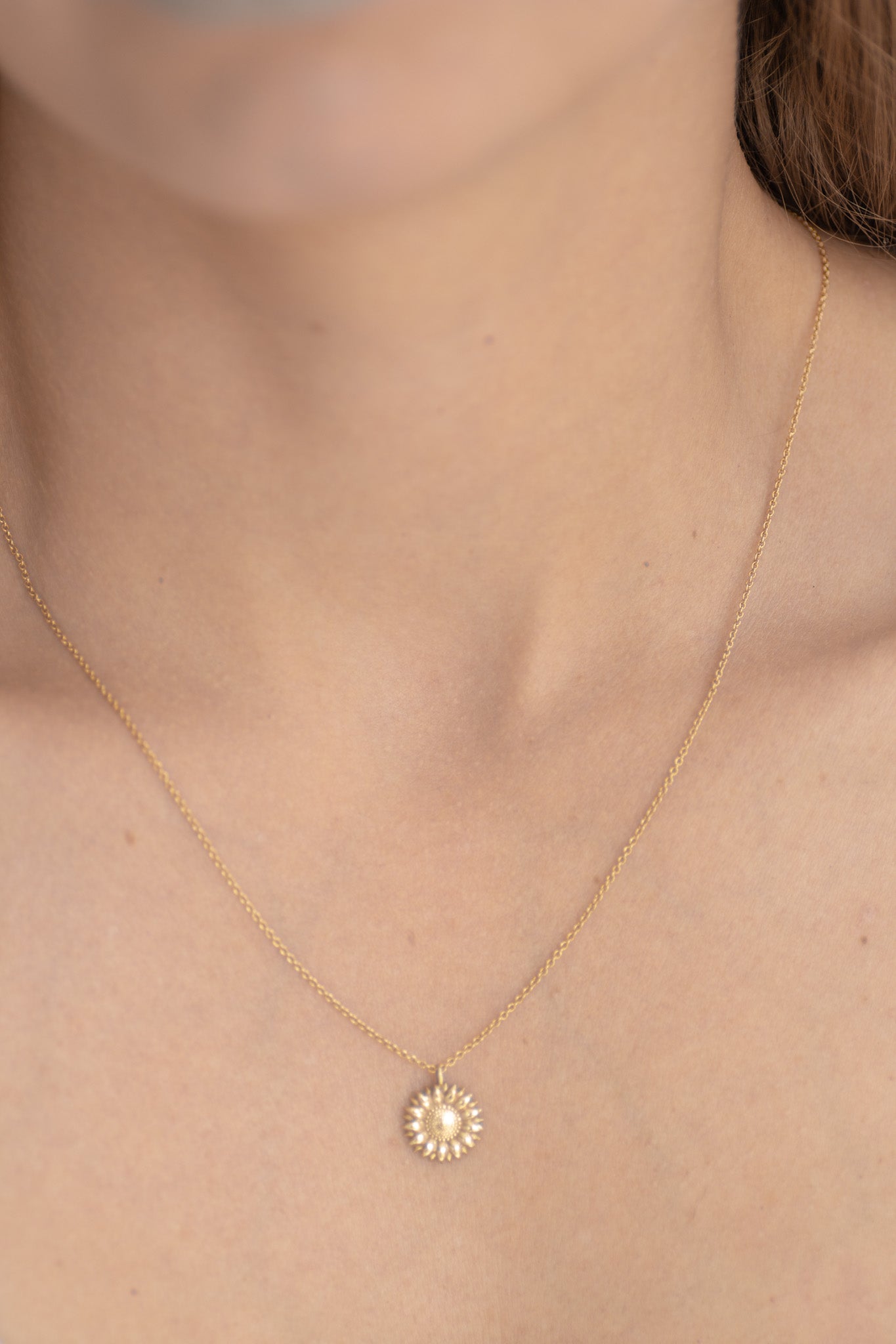 Sunflower Necklace 14k gold