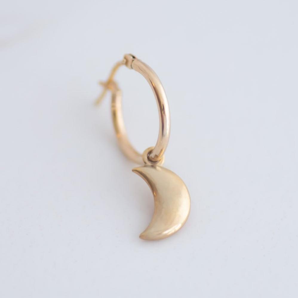 Moon Hoop Earring 14k gold