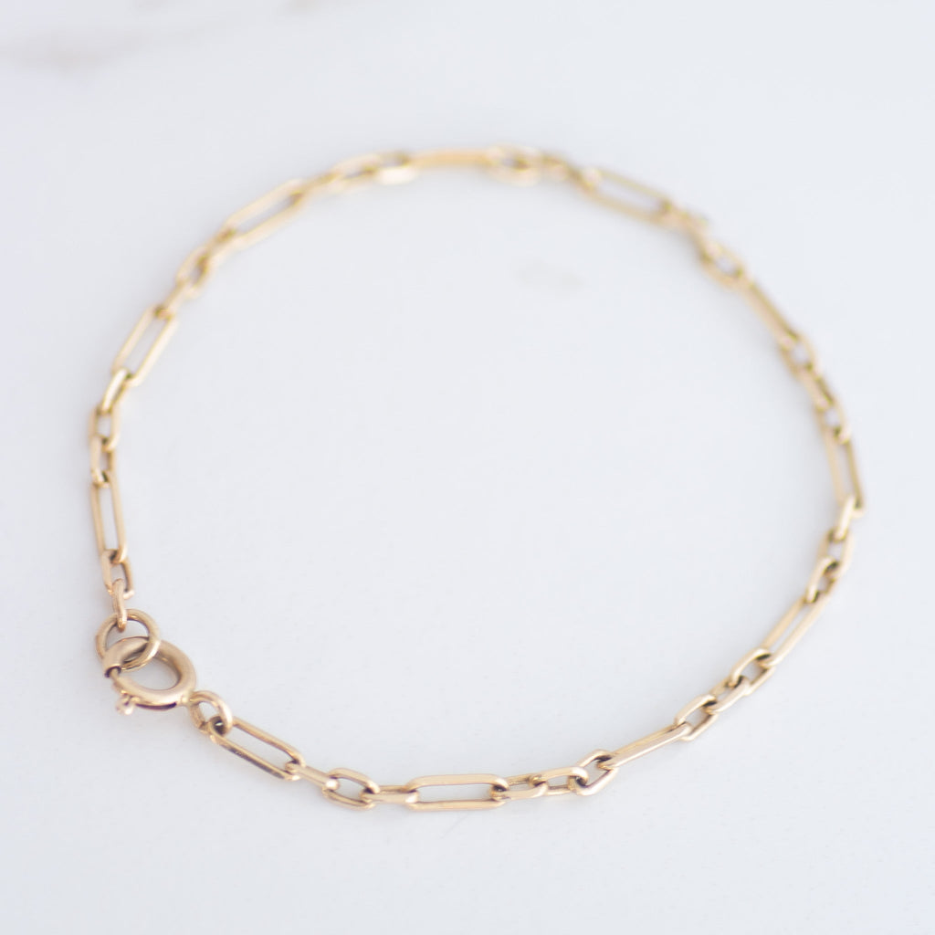 Link Chain bracelet Round Clasp 14k gold
