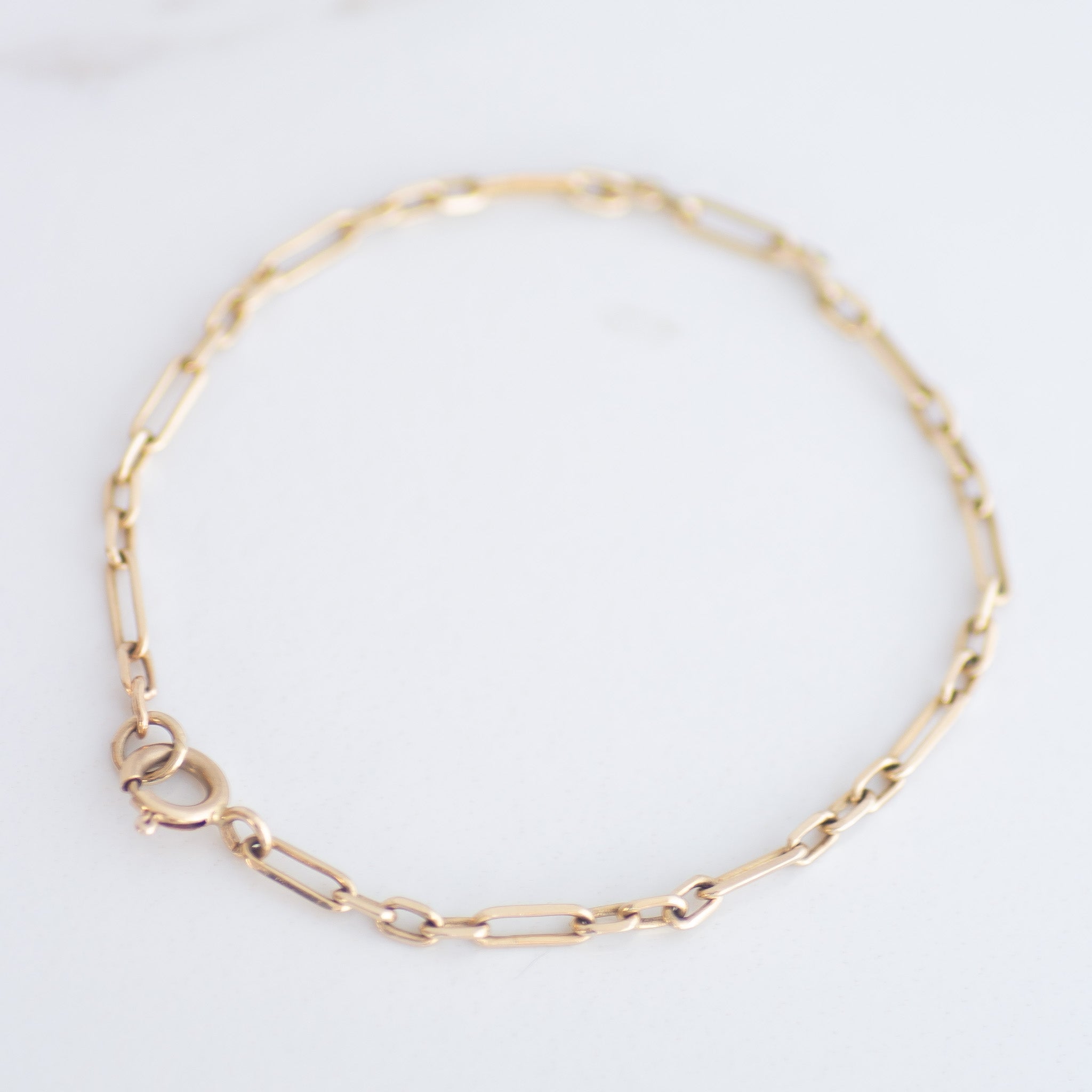 Link Chain bracelet Round Clasp 14k gold