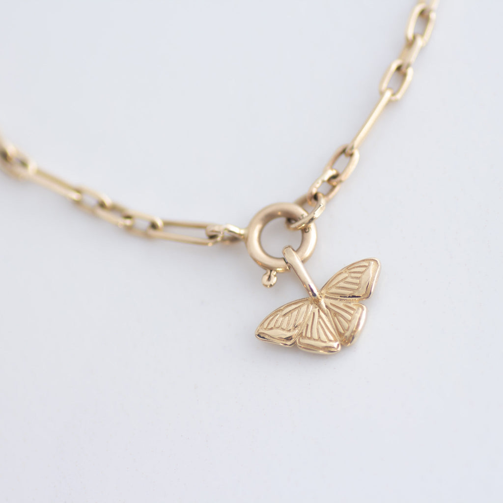 Link Chain bracelet Round Clasp 14k gold