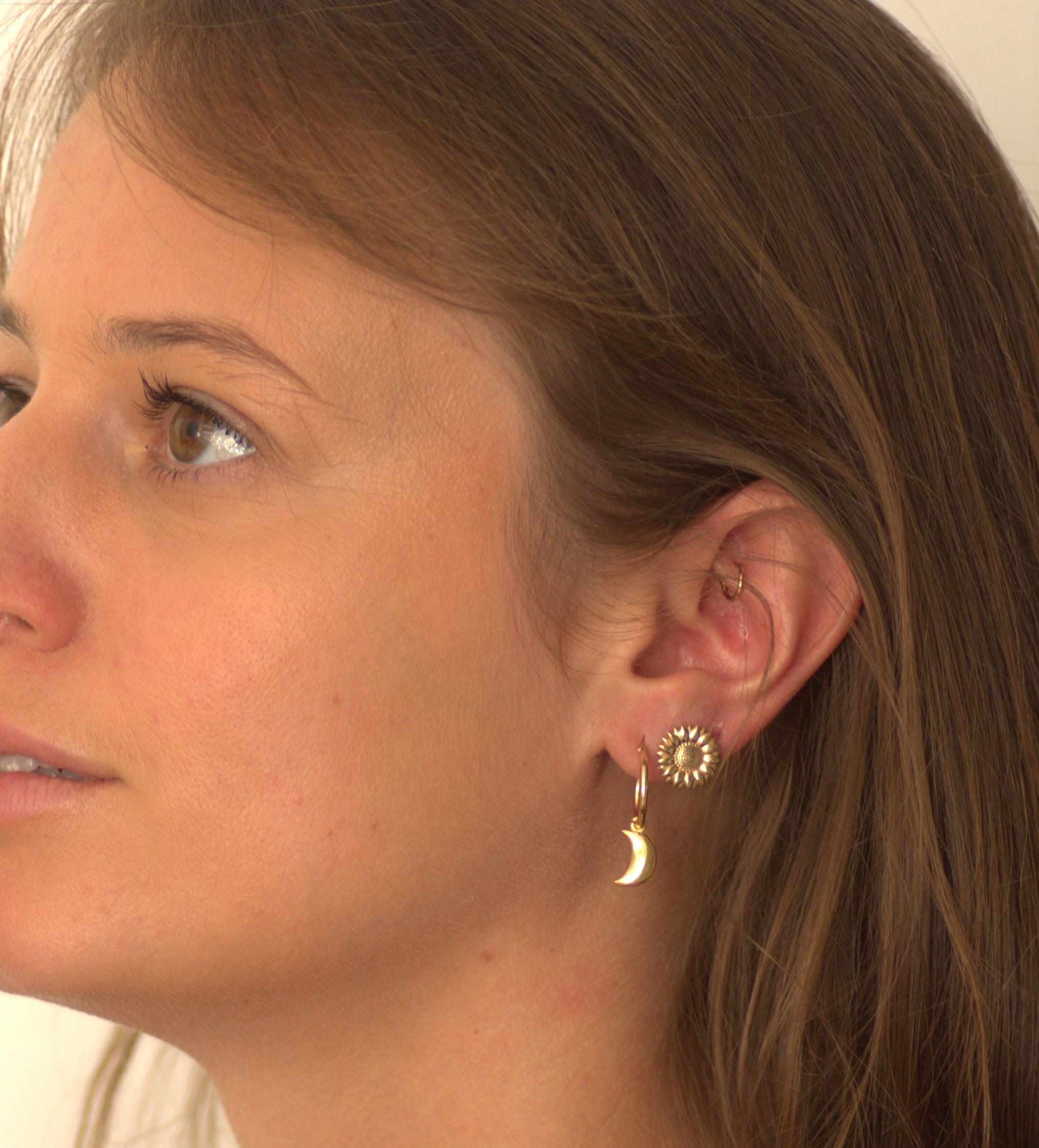 Moon Hoop Earring 14k gold