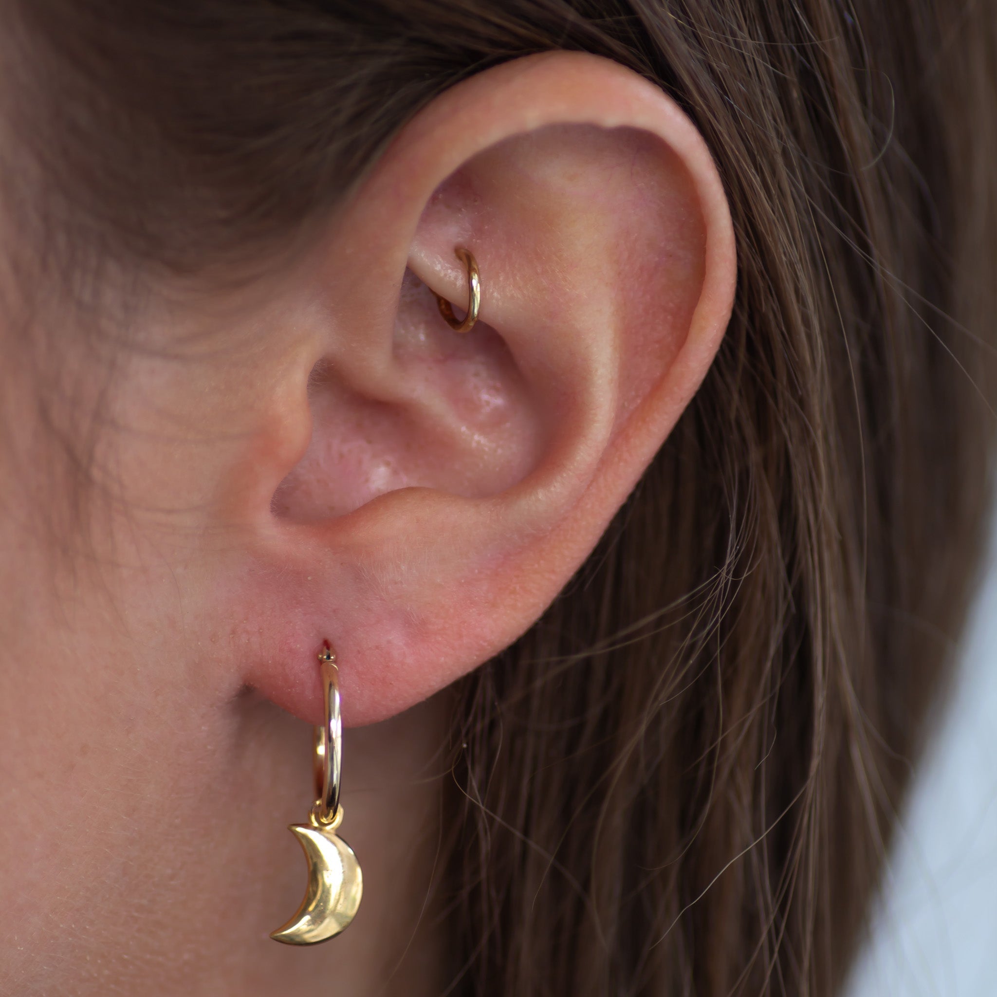 Moon Hoop Earring 14k gold
