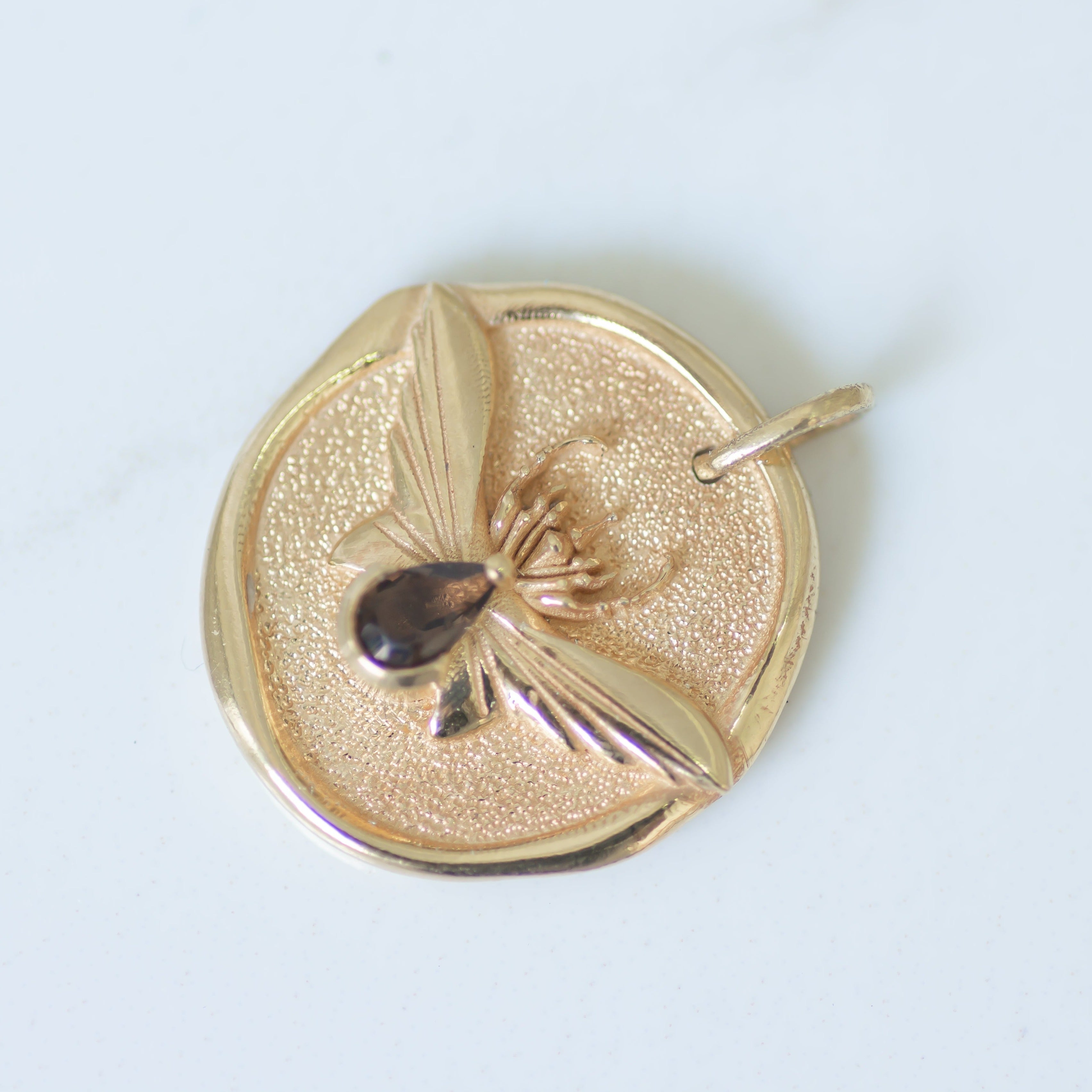 Rhino Beetle Medallion Pendant 14k gold