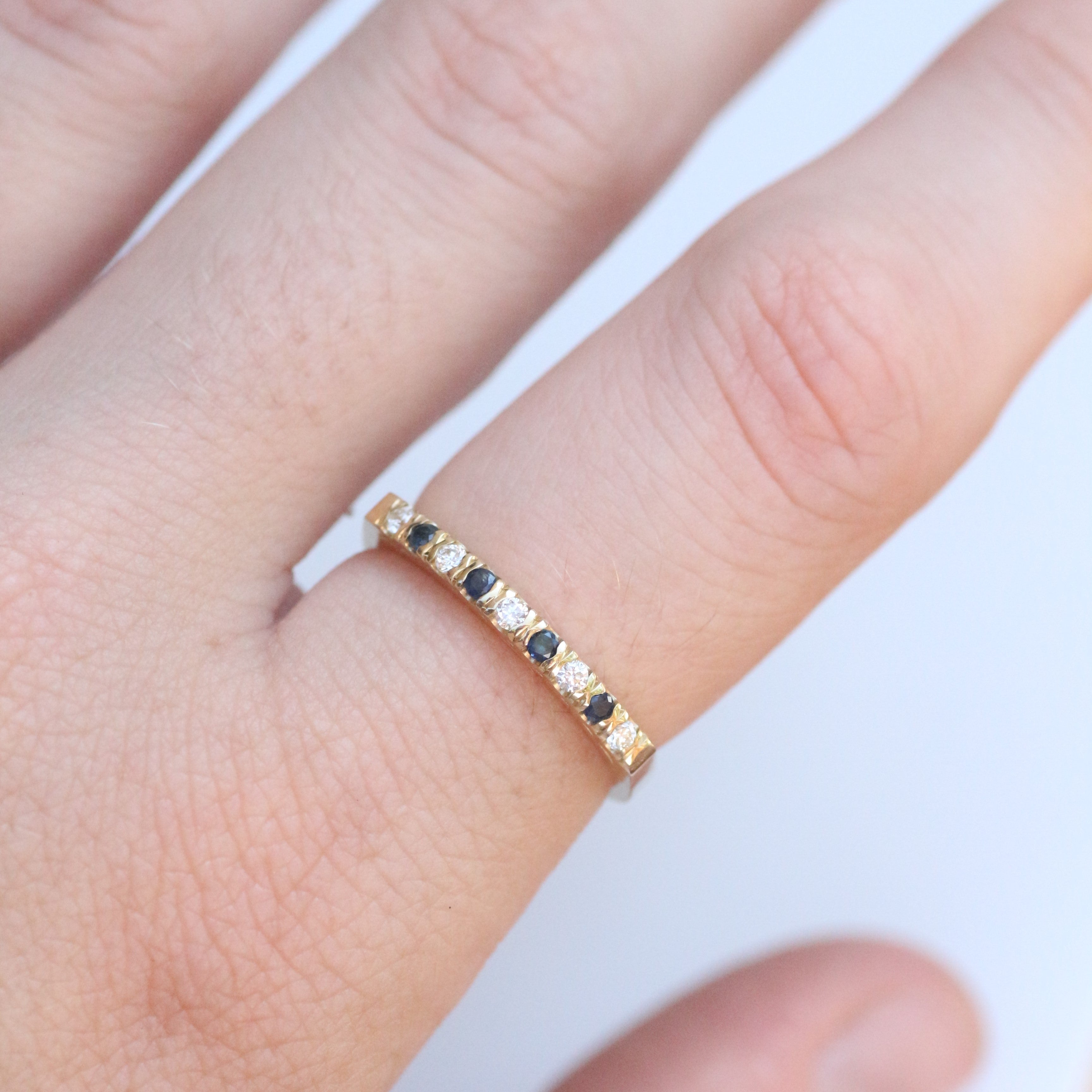 Vintage Sapphire & Diamond ring 14k gold