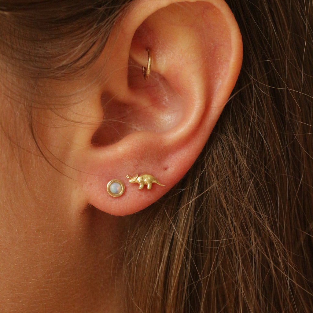 Dino & Opal stud set 14k gold
