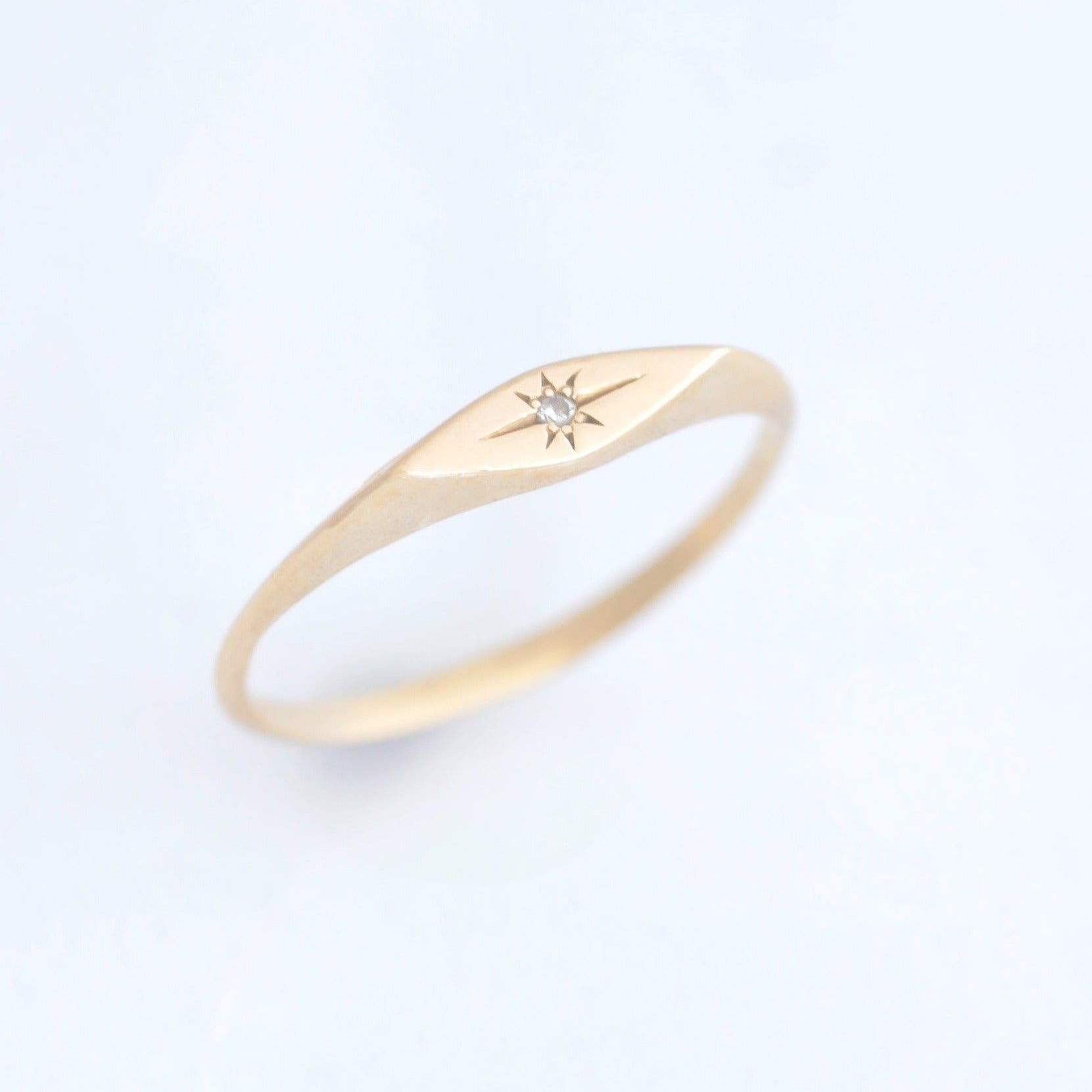 Mini Marquise signet ring 14k gold