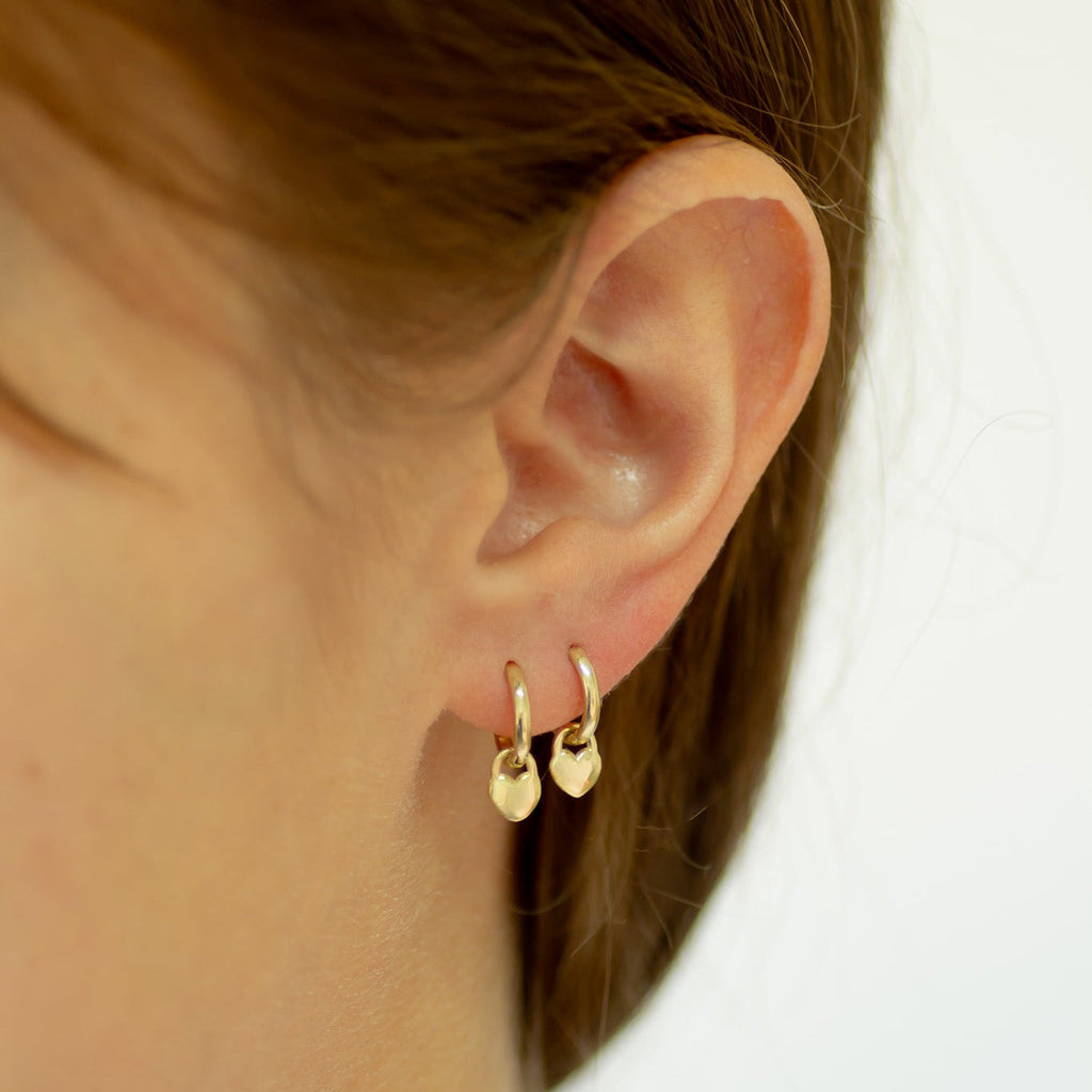 Heart Locket Huggies 14k gold