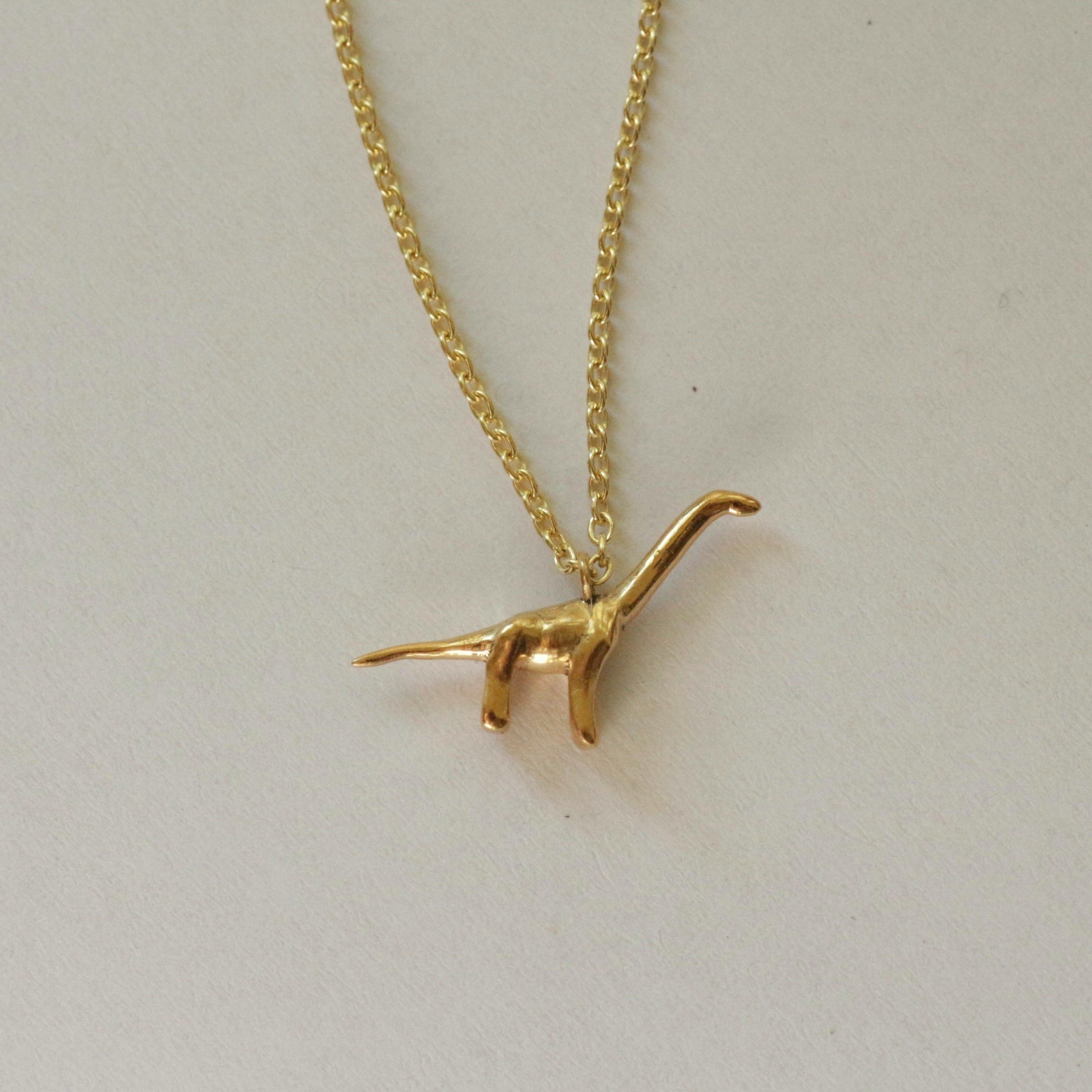 Brontosaurus necklace 14k gold