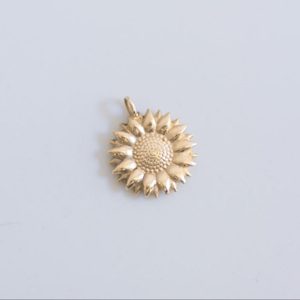 Sunflower pendant 14k gold
