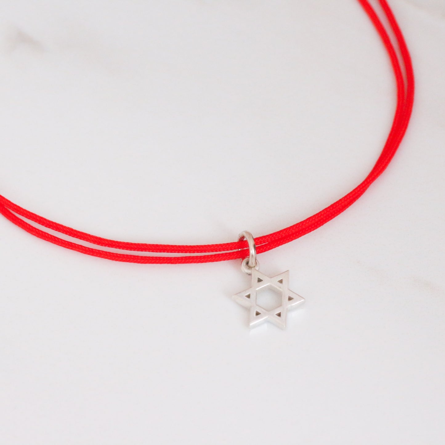 Star of David string bracelet silver