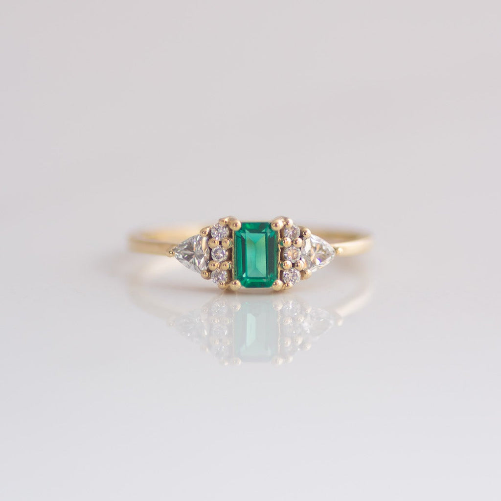 Emerald Orchid Ring 14k gold