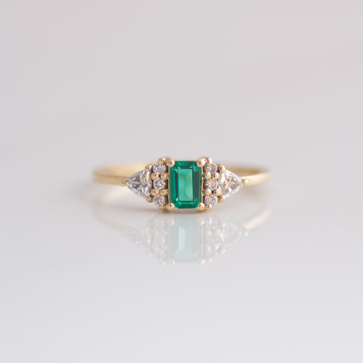 Emerald Orchid Ring 14k gold