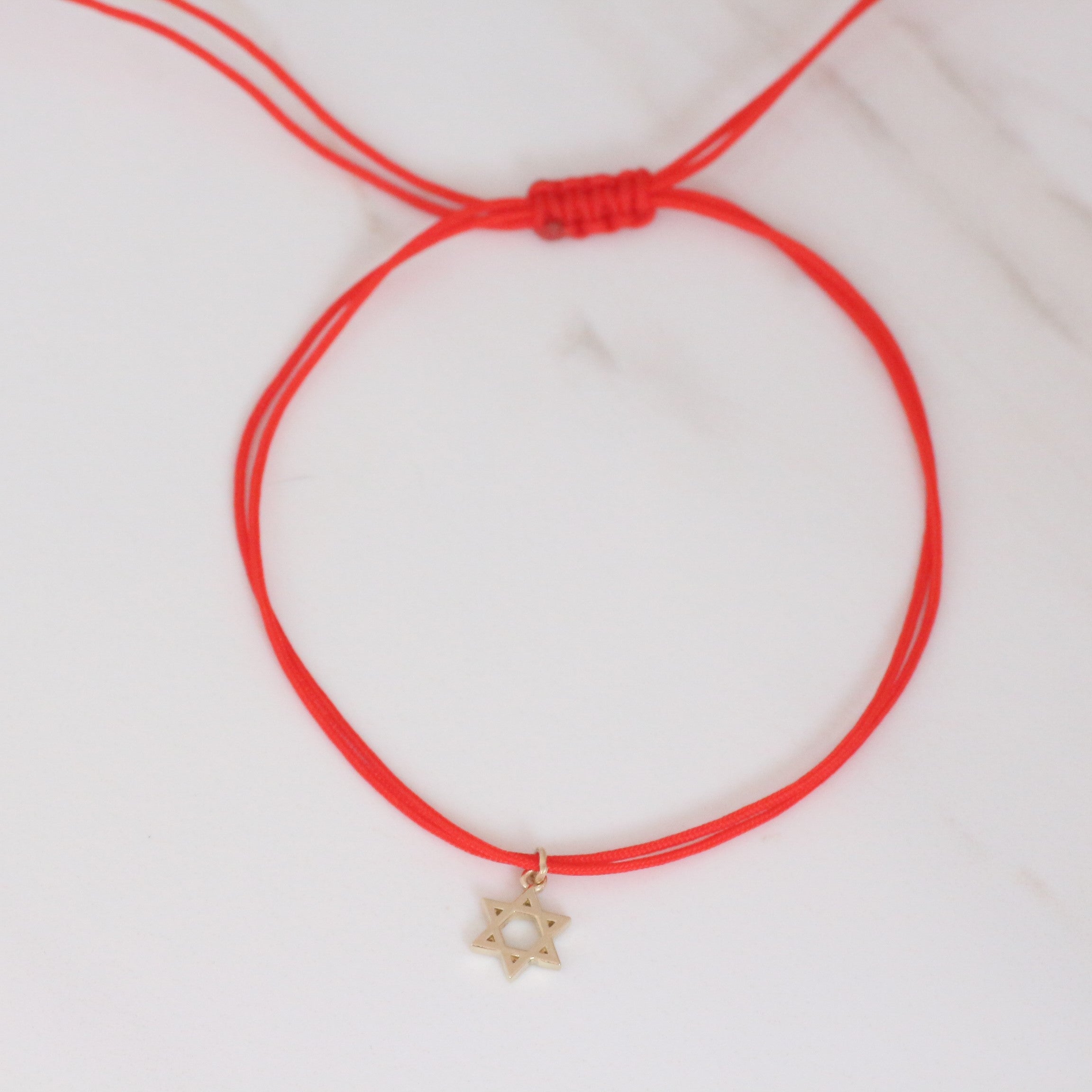 Star of David string bracelet 14k gold