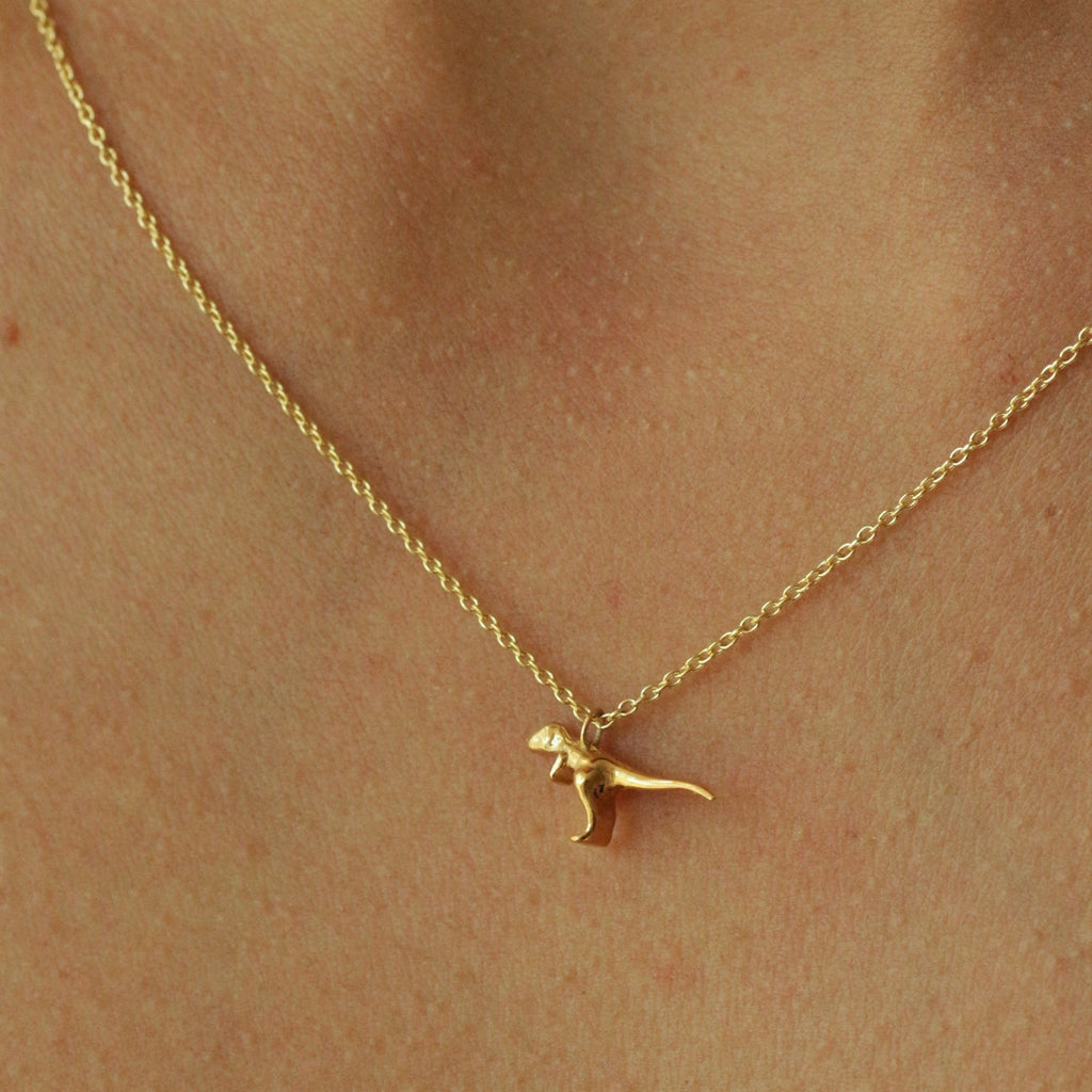 T-Rex necklace 14k gold