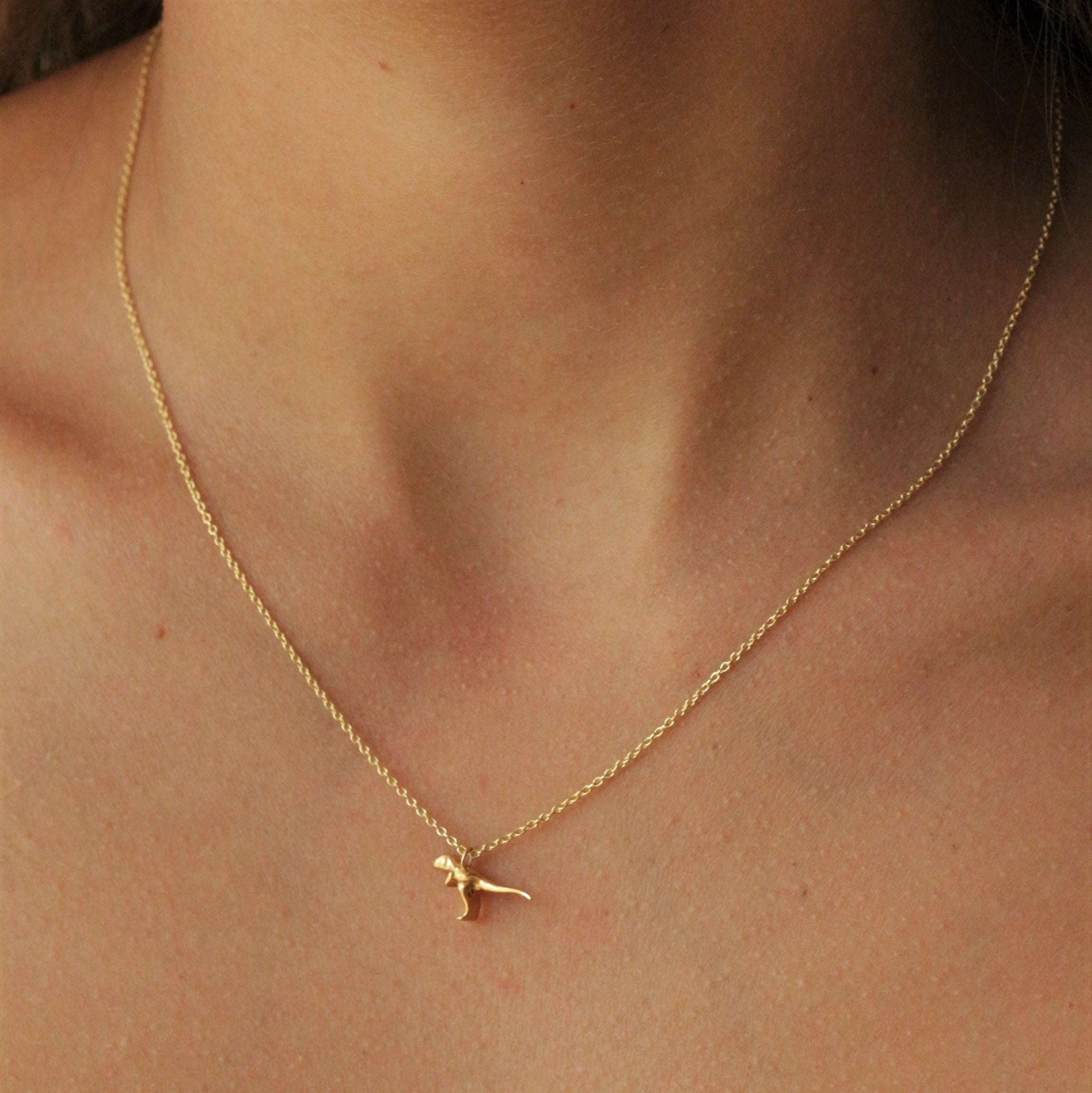 T-Rex necklace 14k gold