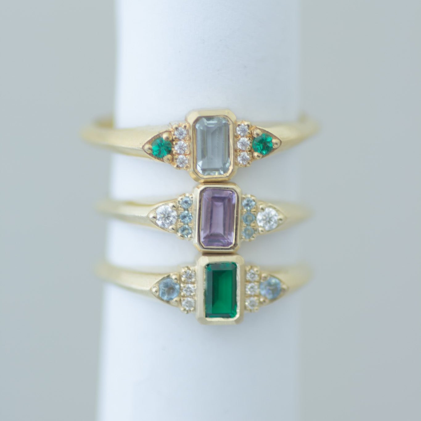 Emerald Aqua signet ring 14k gold