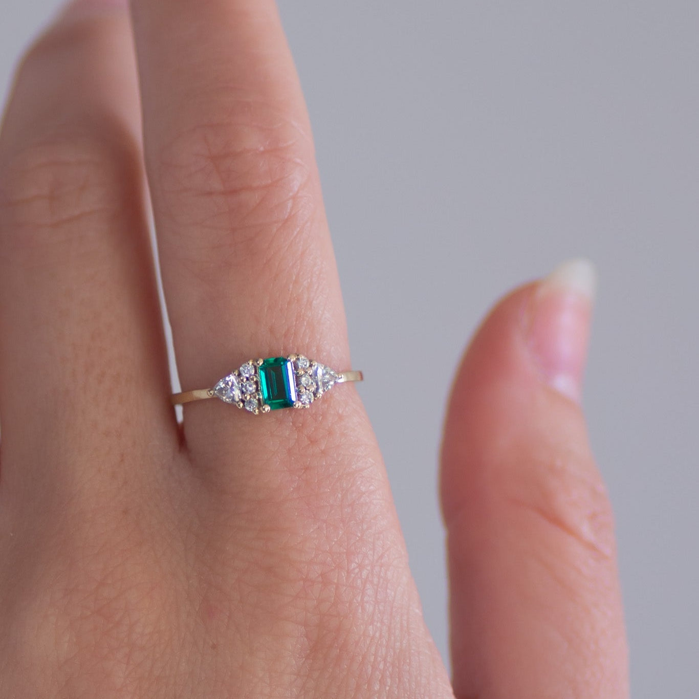 Emerald Orchid Ring 14k gold