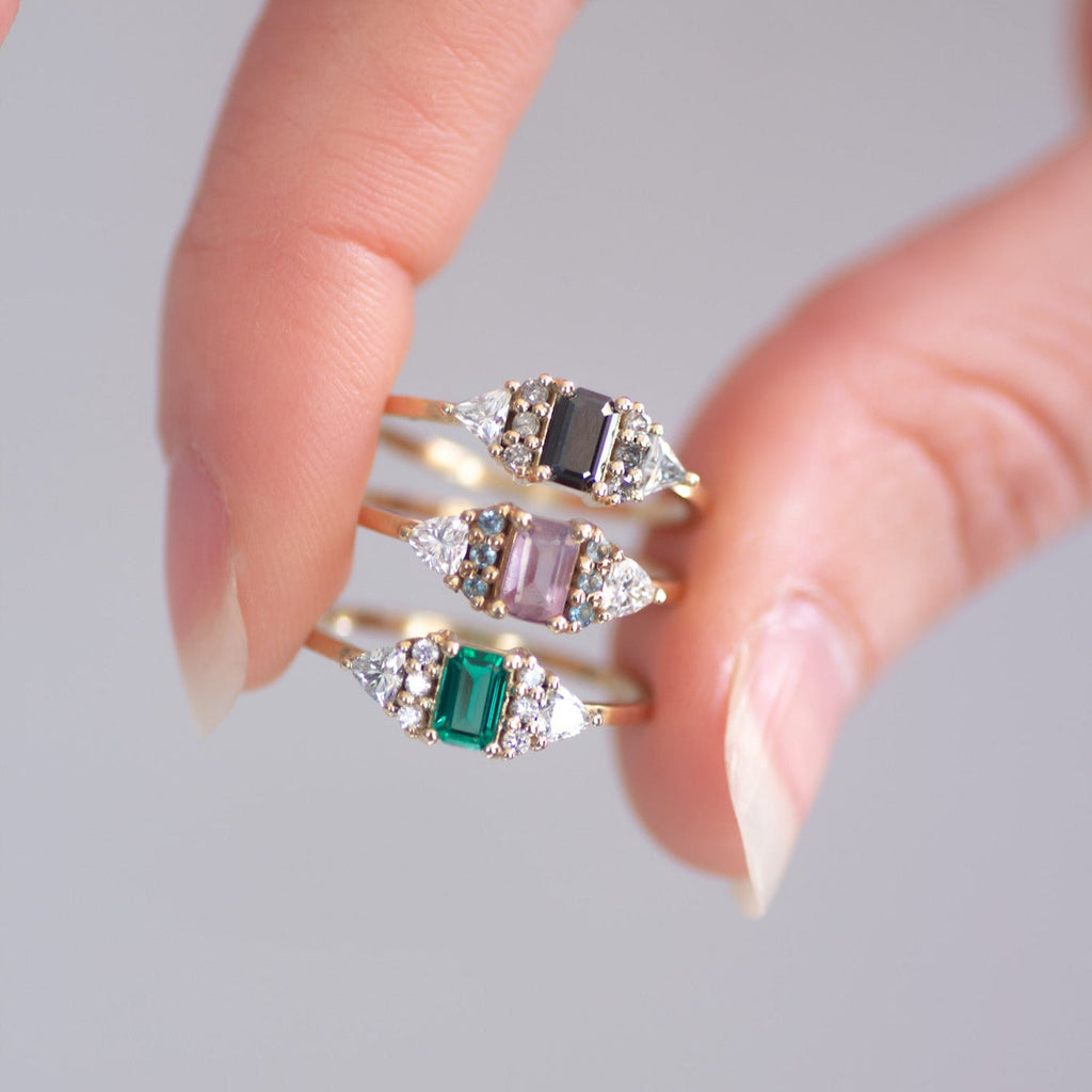 Emerald Orchid Ring 14k gold