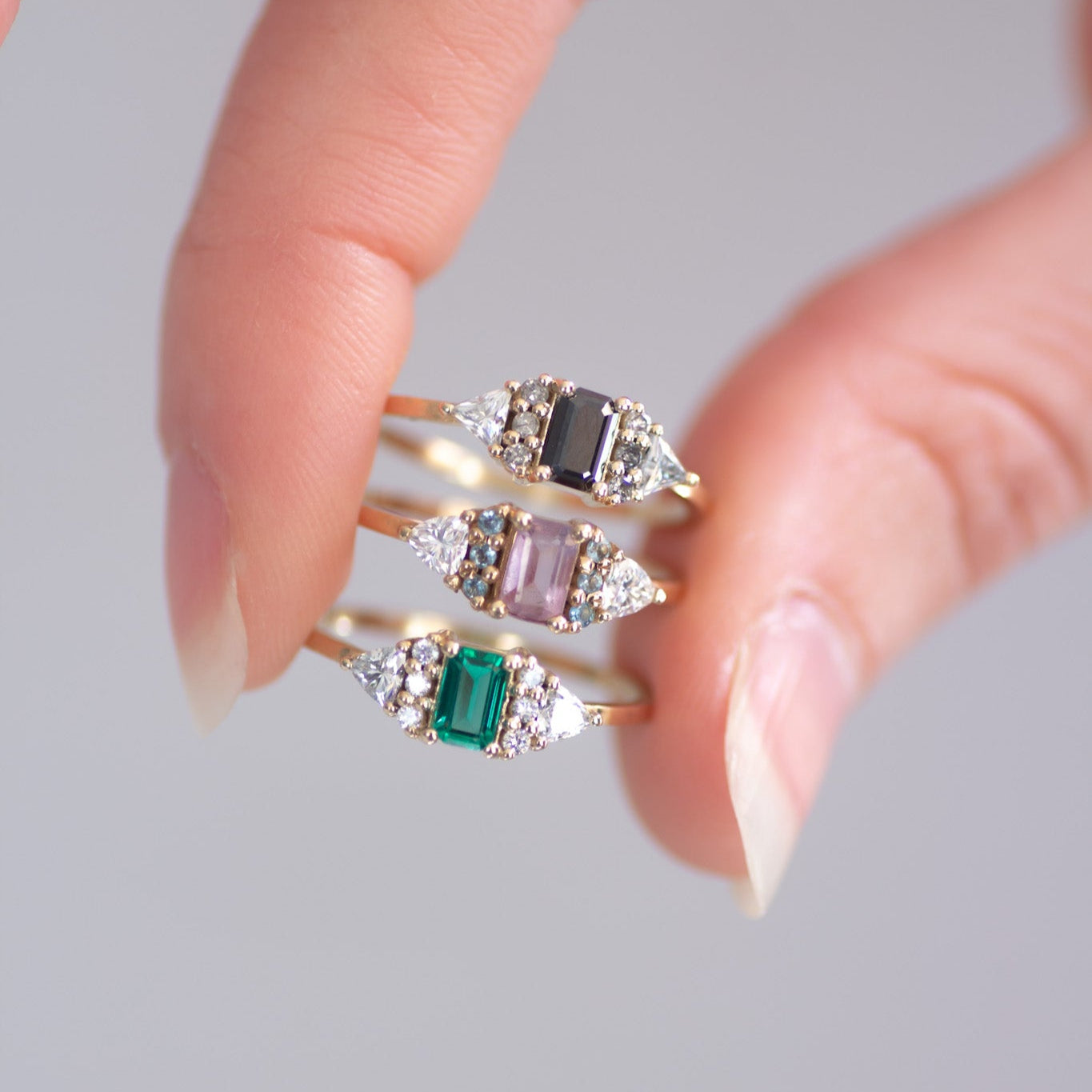 Emerald Orchid Ring 14k gold