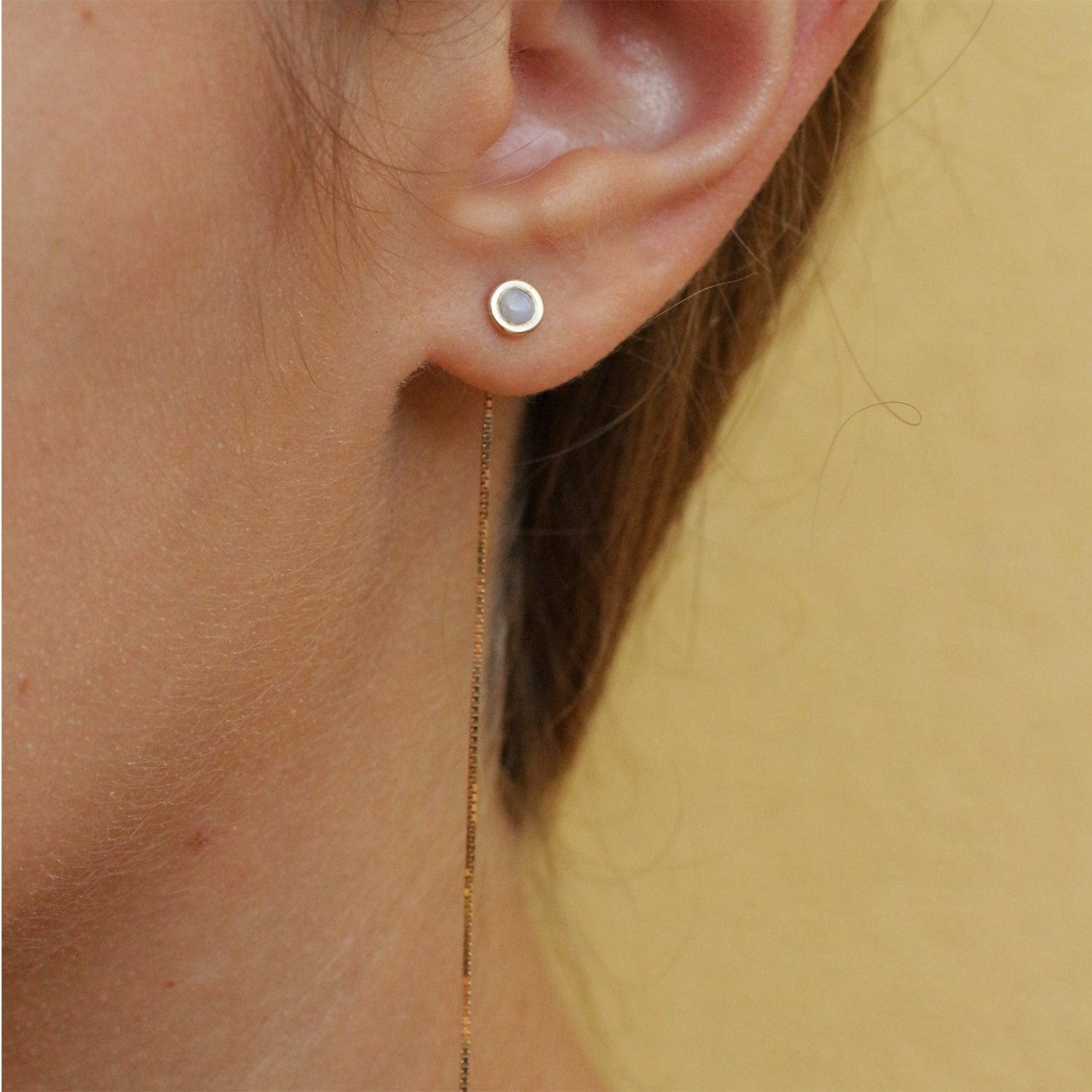 Opal chain stud 14k gold