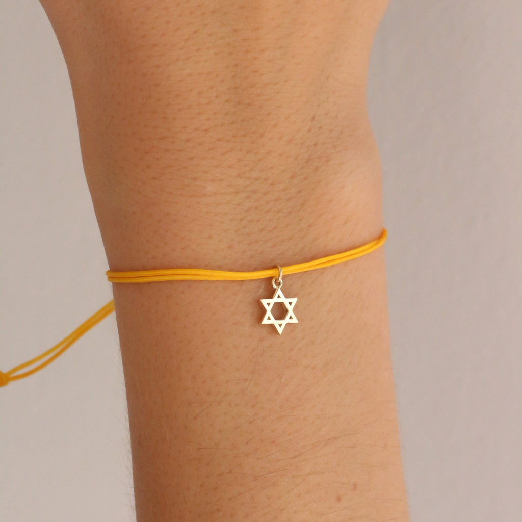 Star of David string bracelet 14k gold
