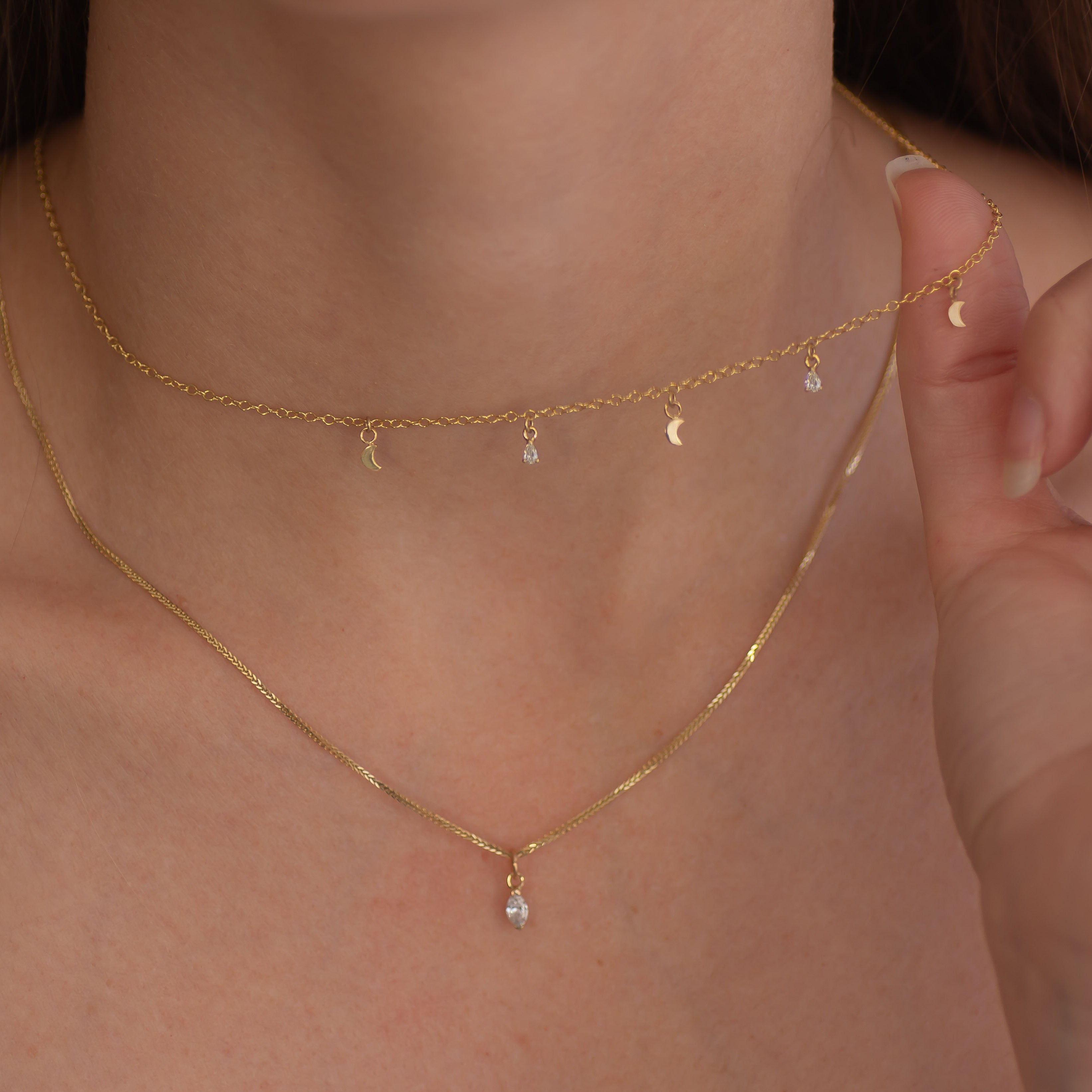 Selene Marquise Diamond necklace 14k gold