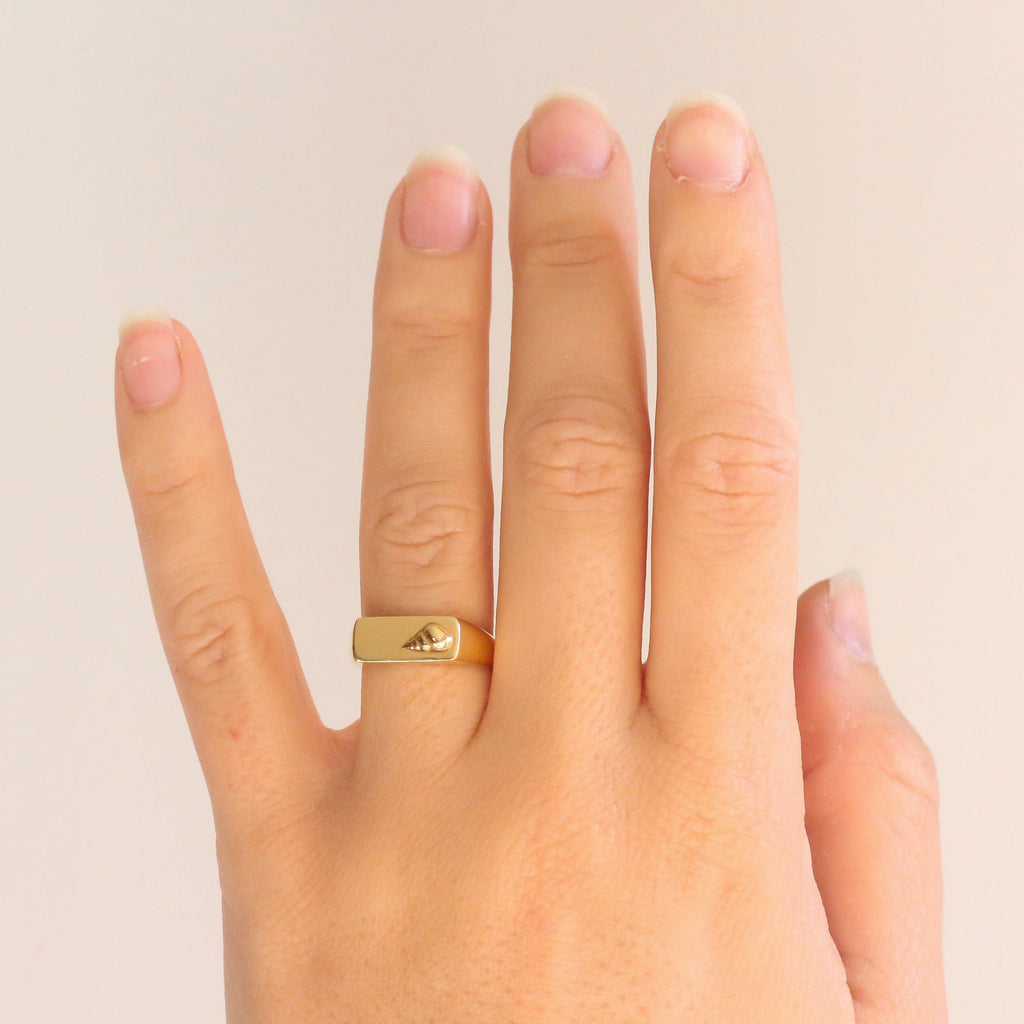 Conch Shell Signet Ring 14k Gold