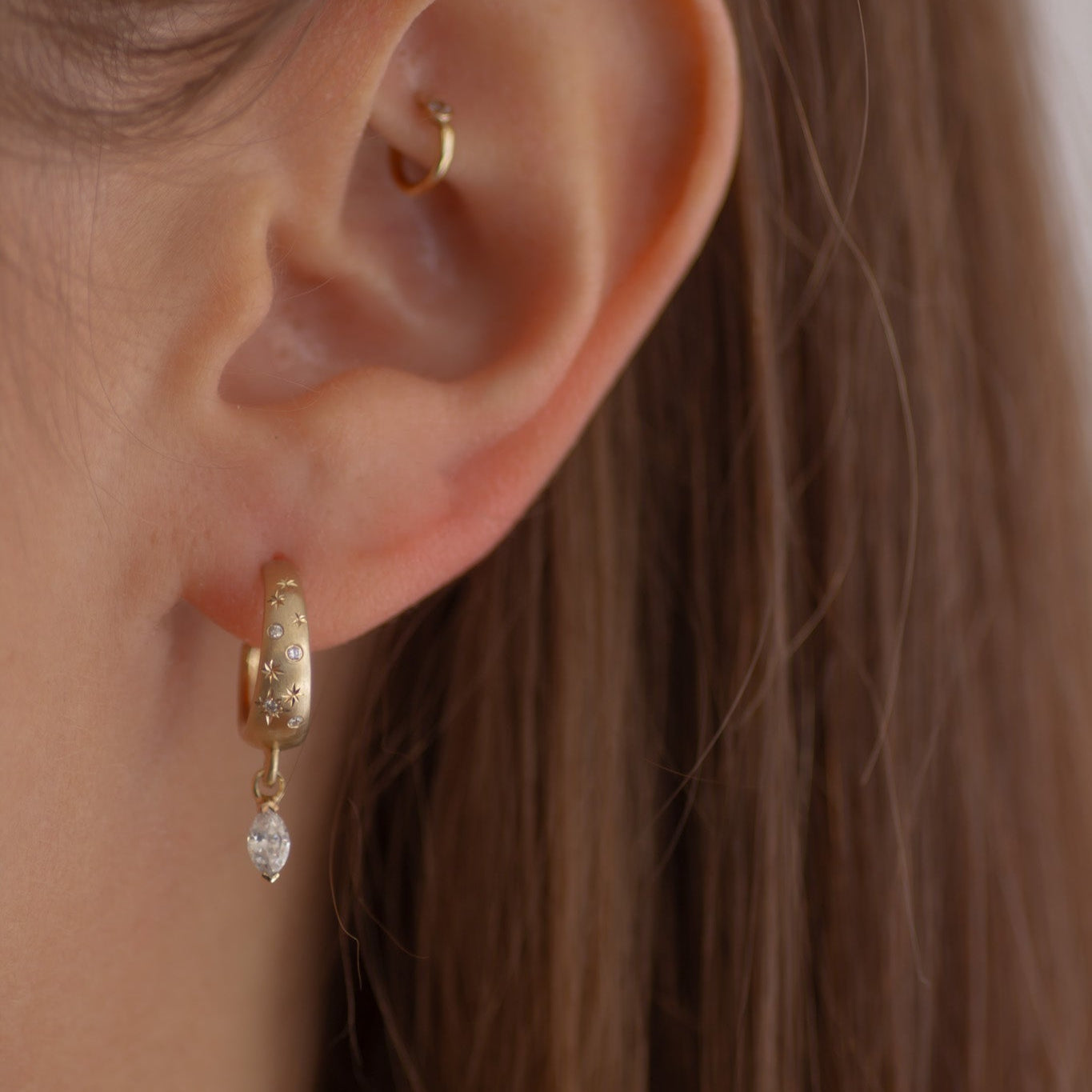 Galaxy Marquise Diamond Hoop 14k gold