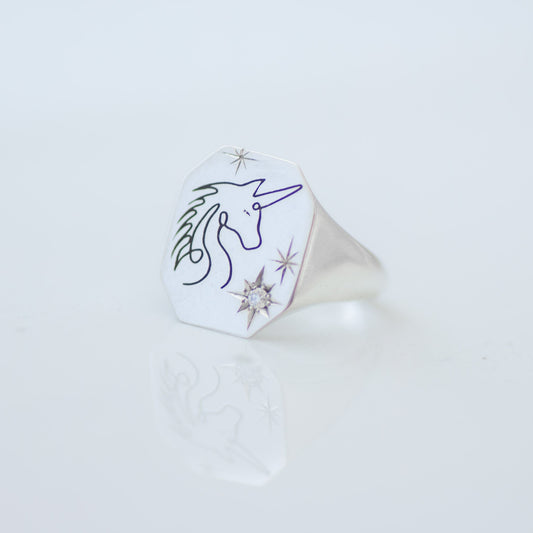 Unicorn Signet Ring silver