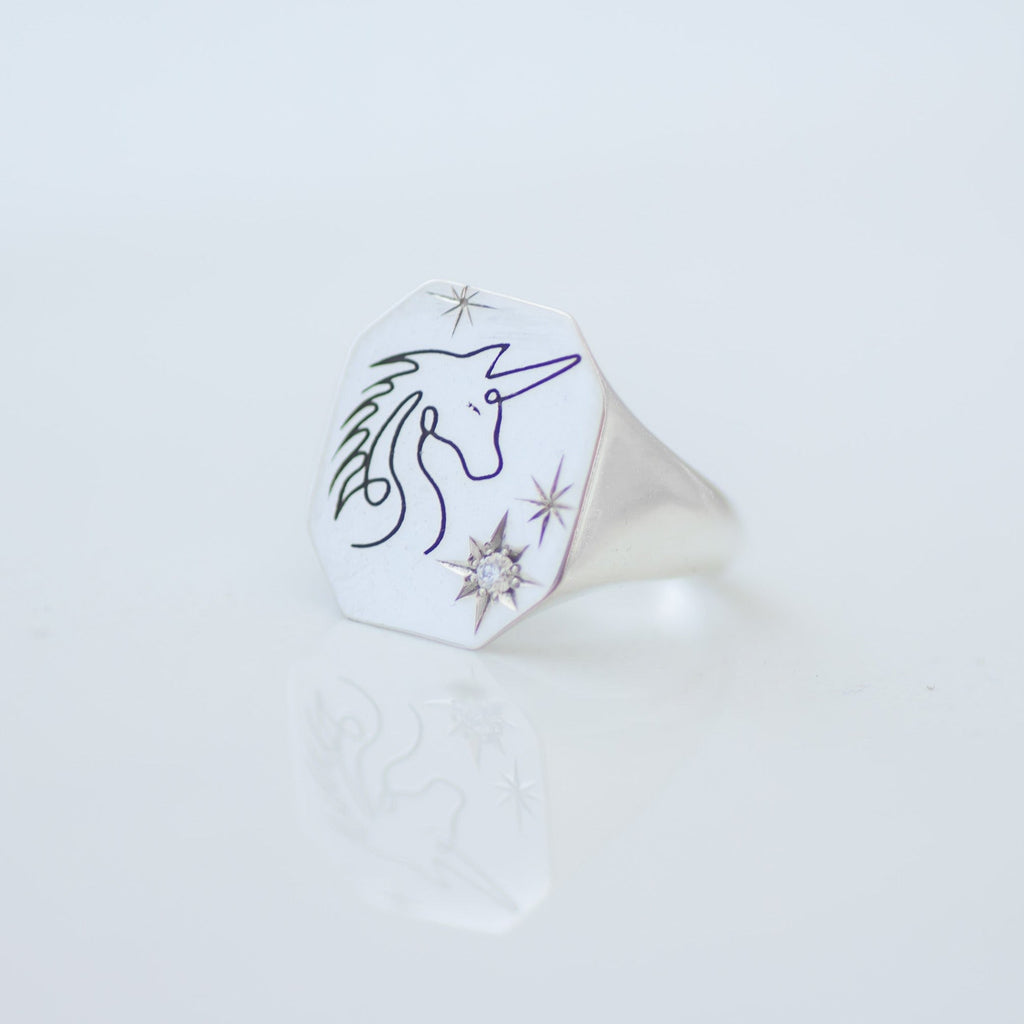 Unicorn Signet Ring silver Final Sale