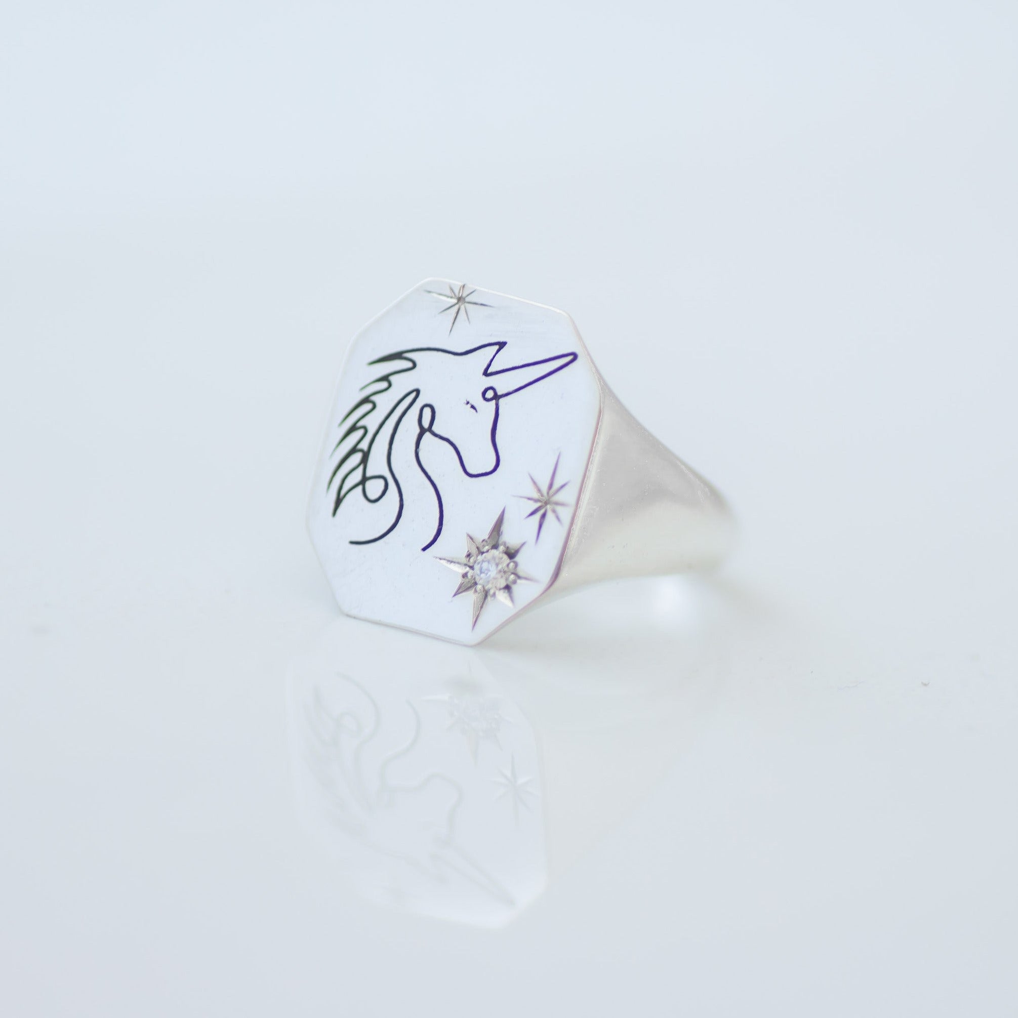 Unicorn Signet Ring silver Final Sale