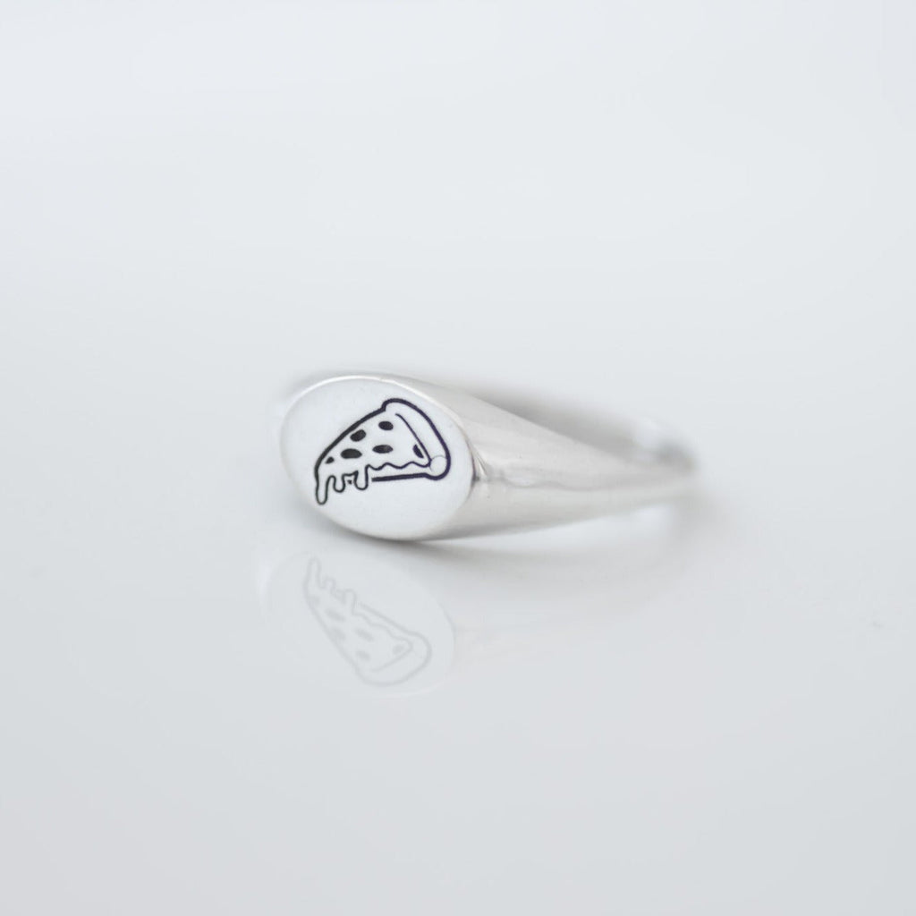 Pizza Signet Ring silver Final Sale