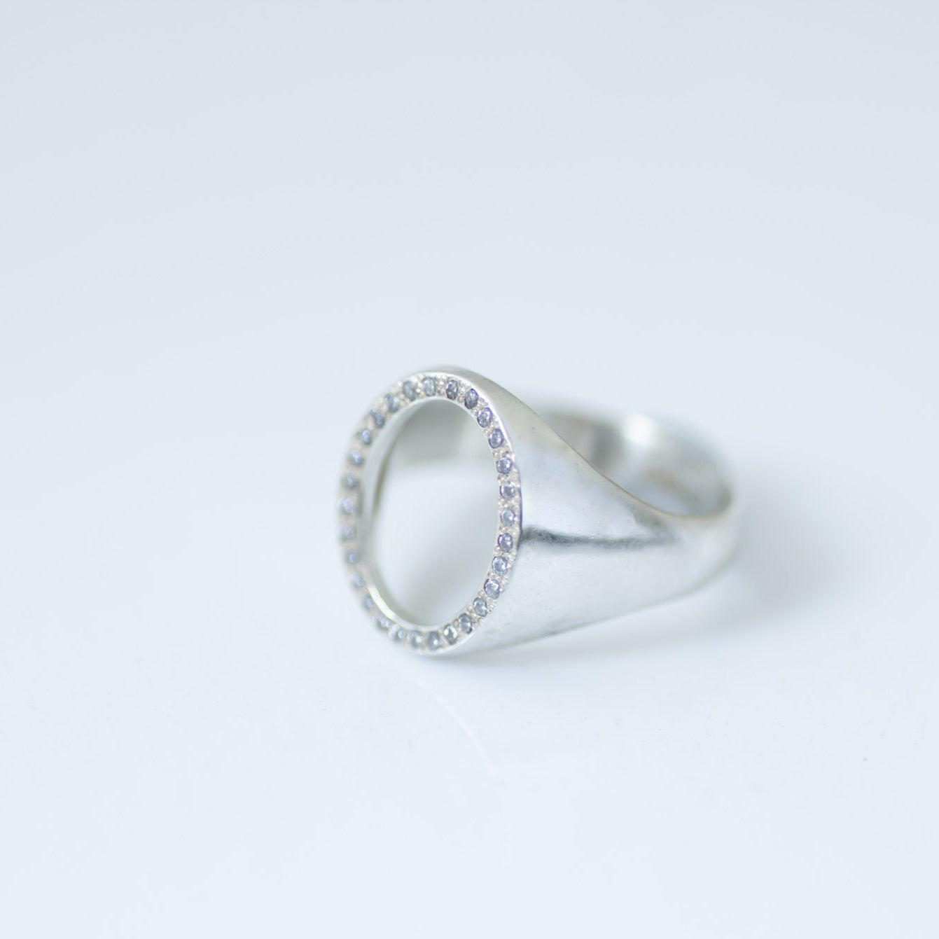 Oval Zircon Signet Ring silver