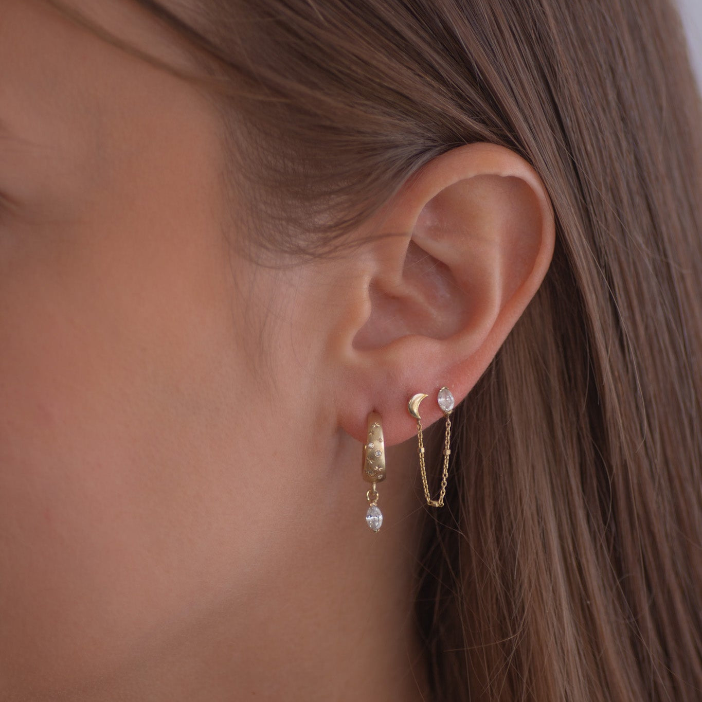 Galaxy Marquise Diamond Hoop 14k gold