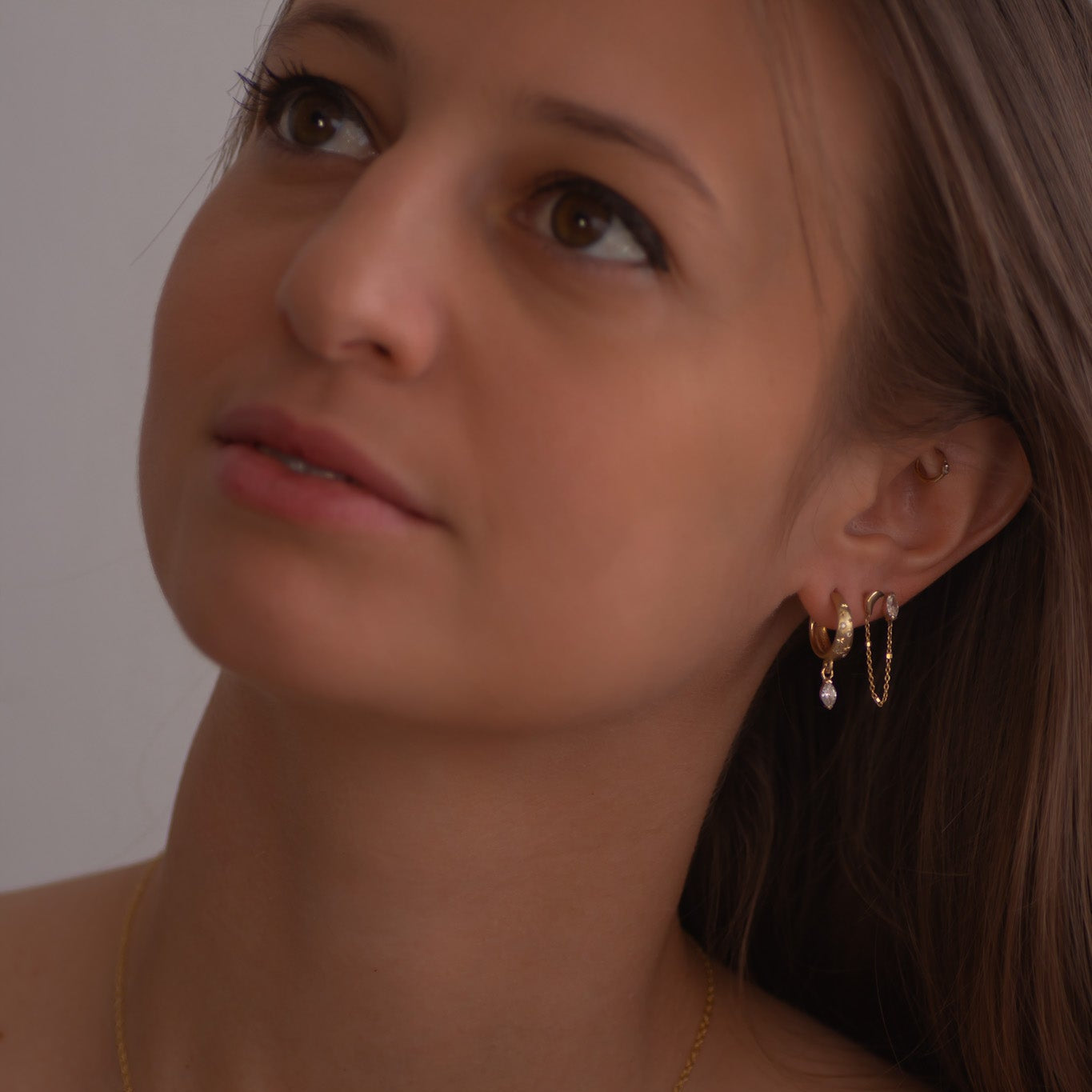 Galaxy Marquise Diamond Hoop 14k gold