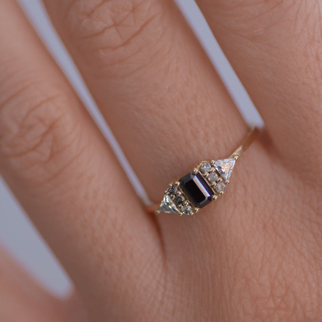 Black Moissanite Orchid Ring 14k gold