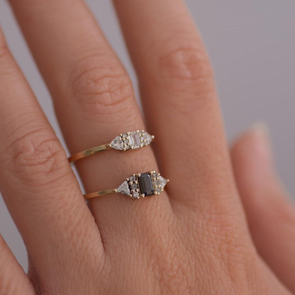 Black Moissanite Orchid Ring 14k gold