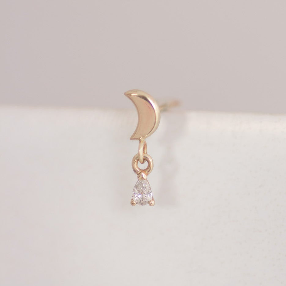 Luna Diamond Drop earring 14k gold