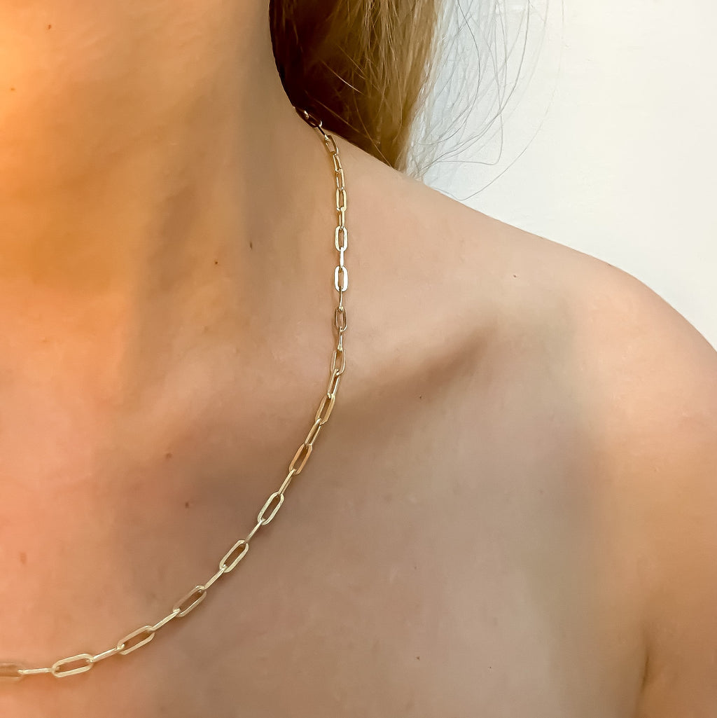Paperclip Chain Necklace 14k gold