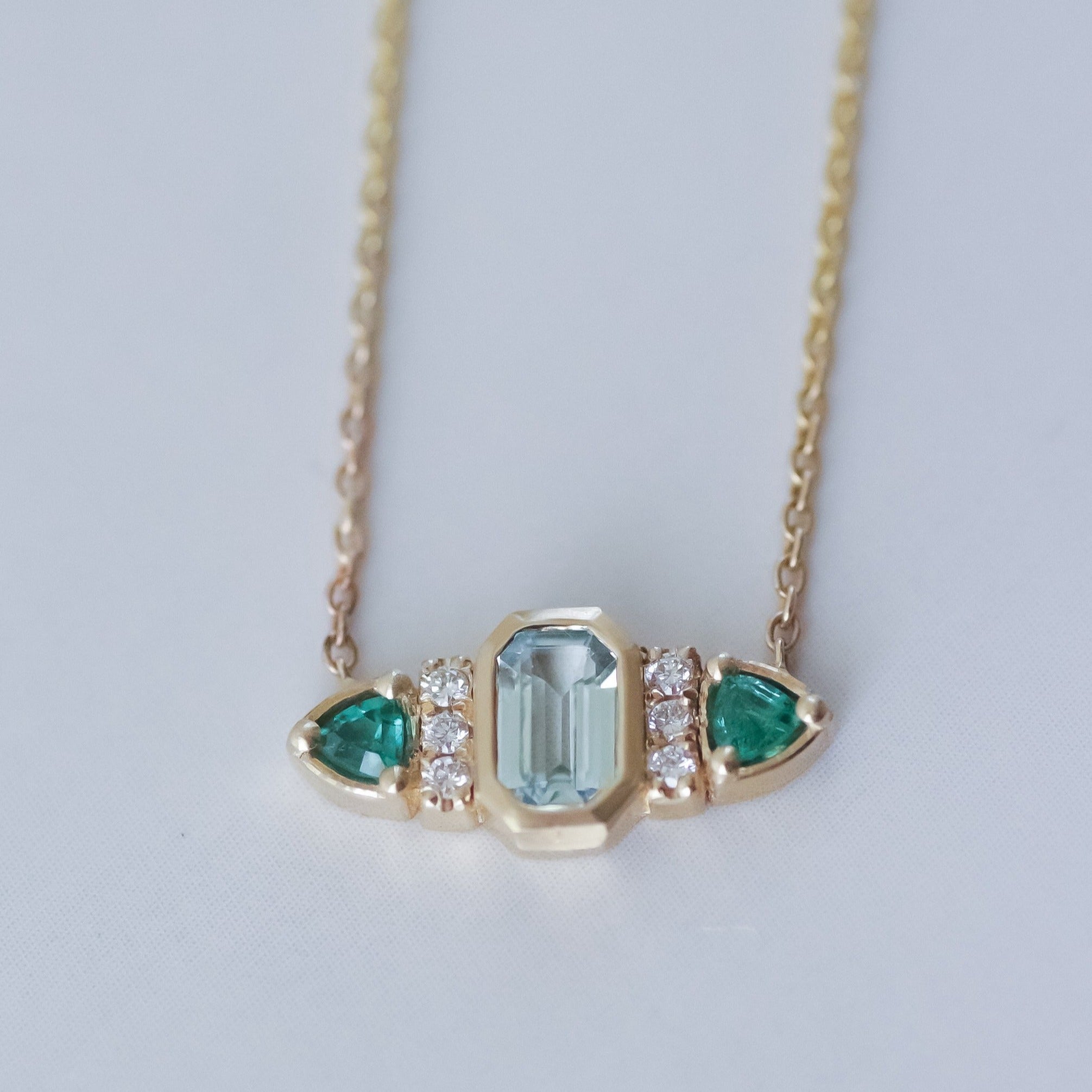 Aqua Necklace 14k gold
