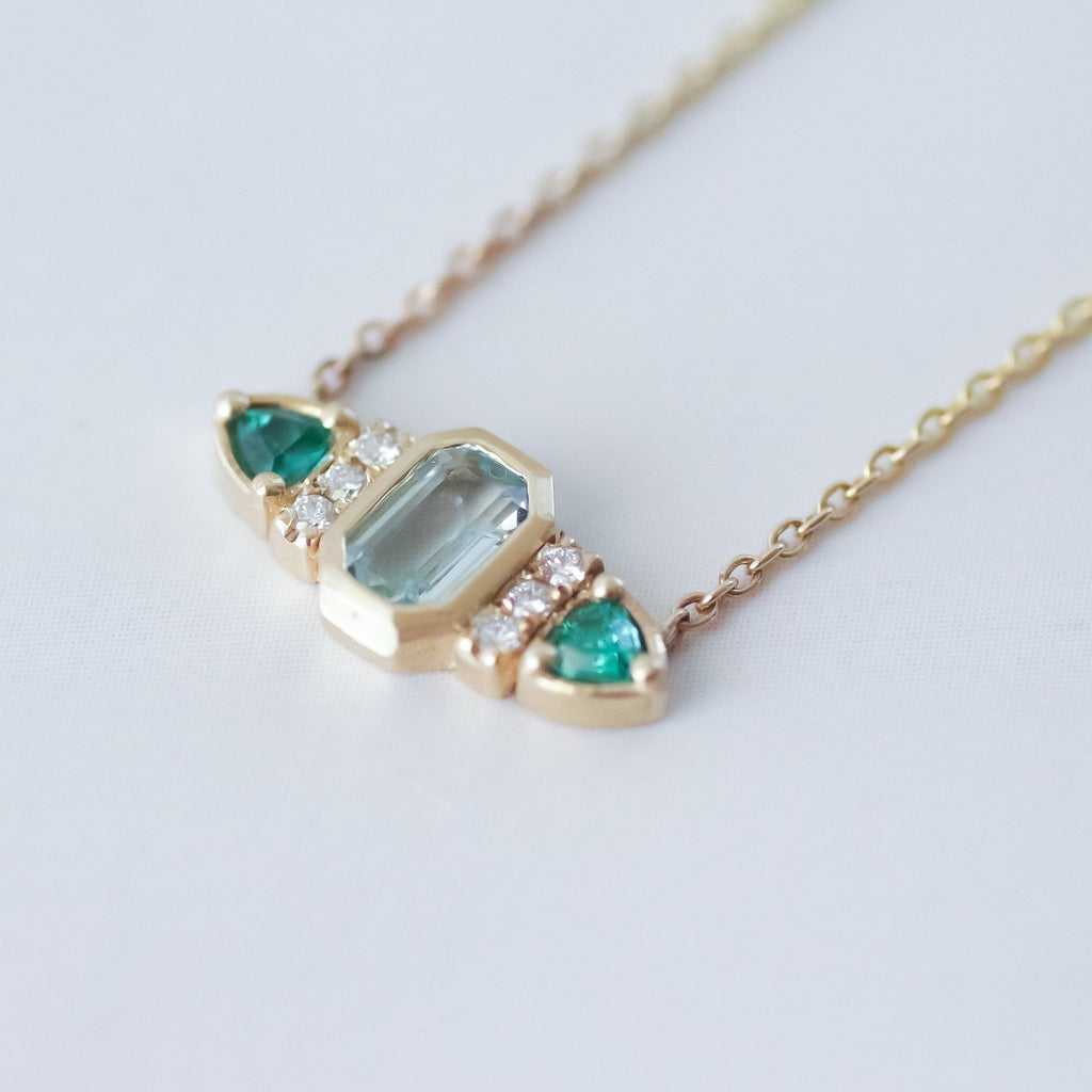 Aqua Necklace 14k gold