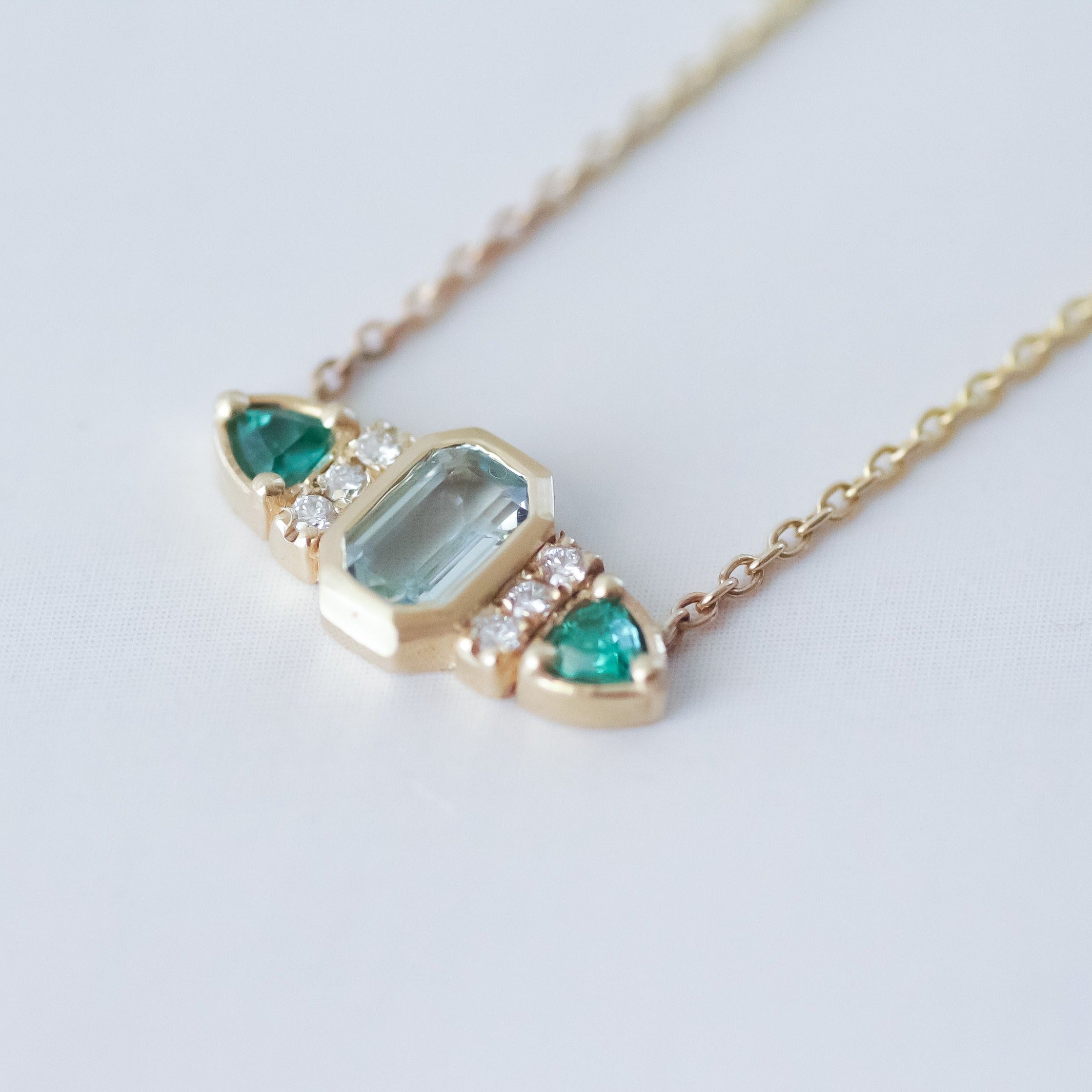 Aqua Necklace 14k gold
