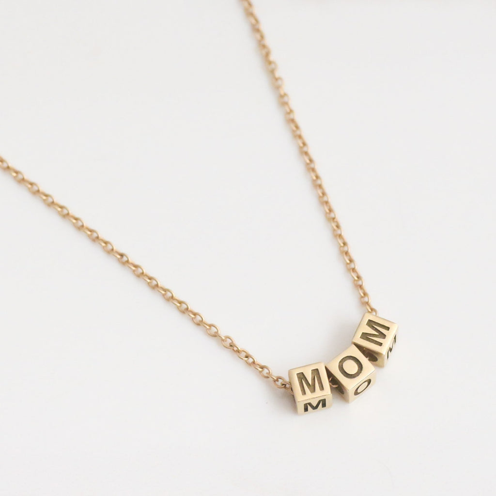 Custom Cube Bead Necklace 14k gold