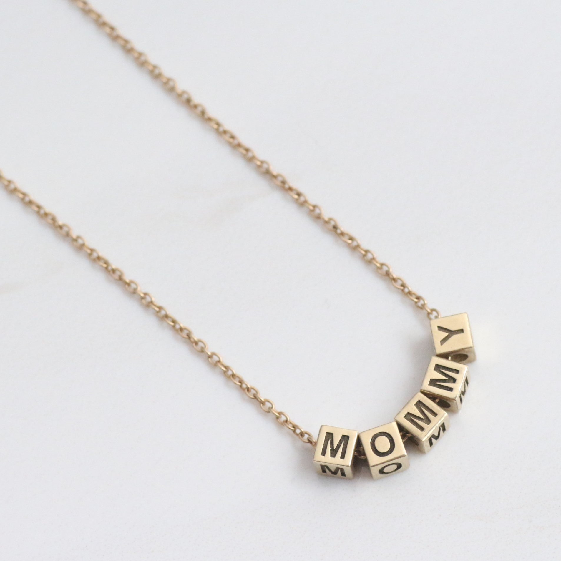 Custom Cube Bead Necklace 14k gold