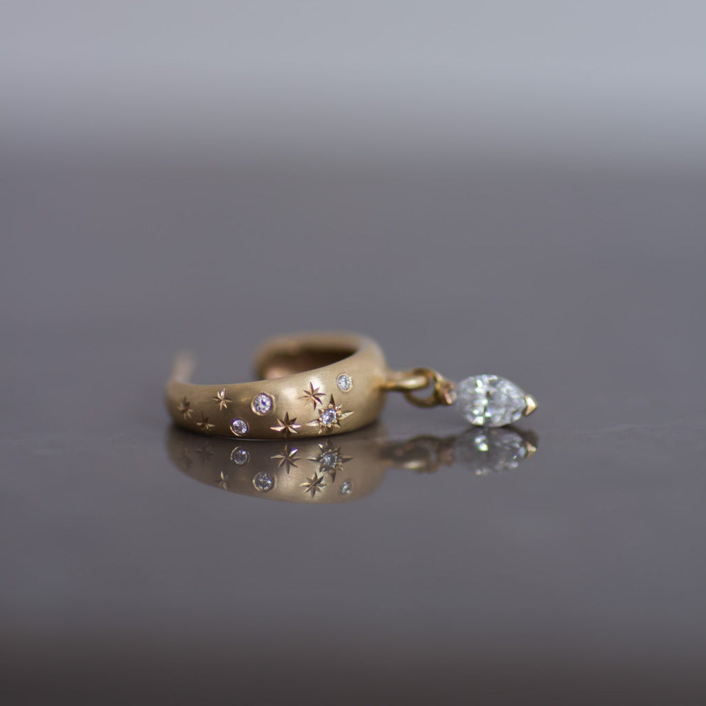 Galaxy Marquise Diamond Hoop 14k gold