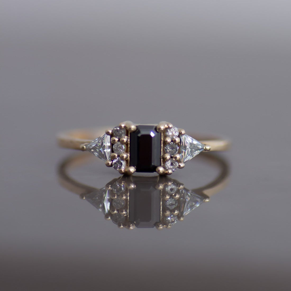 Black Moissanite Orchid Ring 14k gold