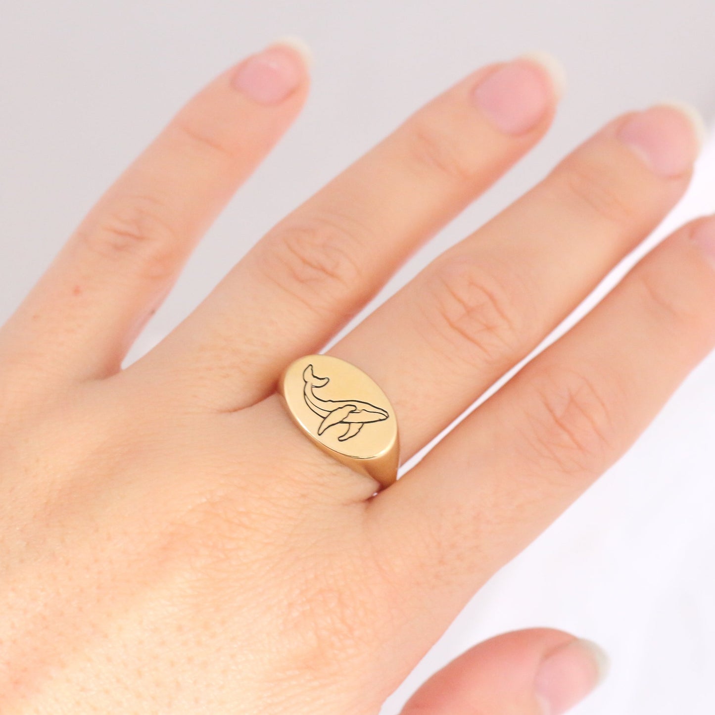 Whale Signet Ring 14k gold
