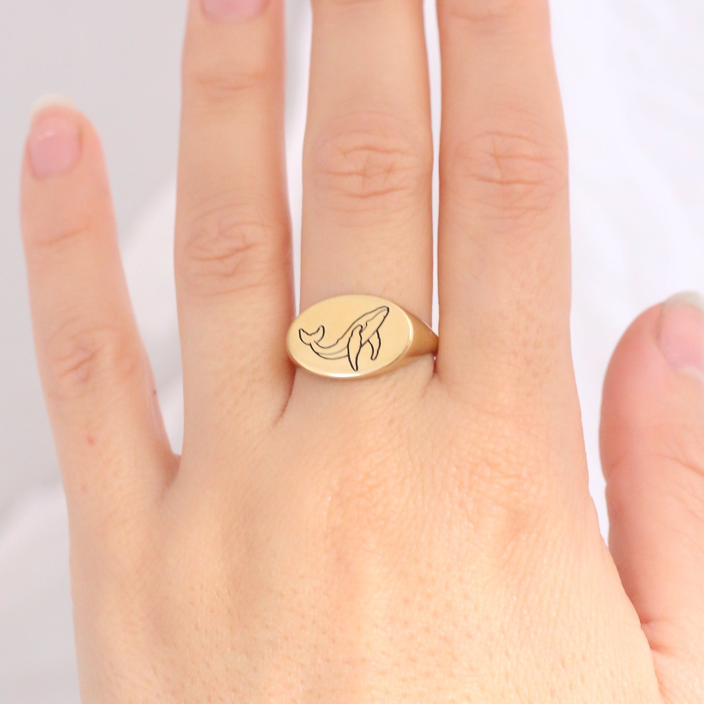 Whale Signet Ring 14k gold